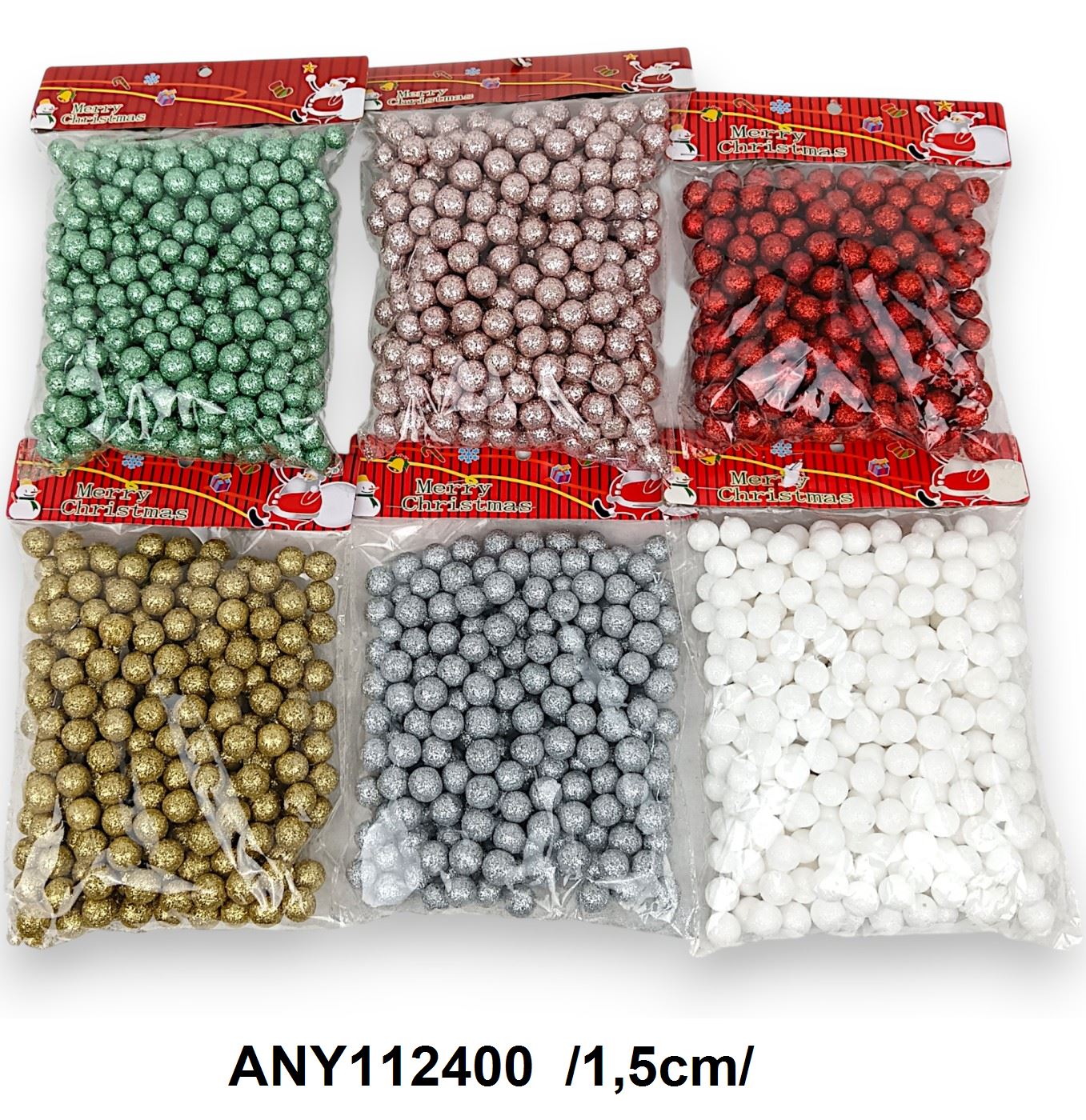 Glitteres golyók, 50gr /1,5cm/