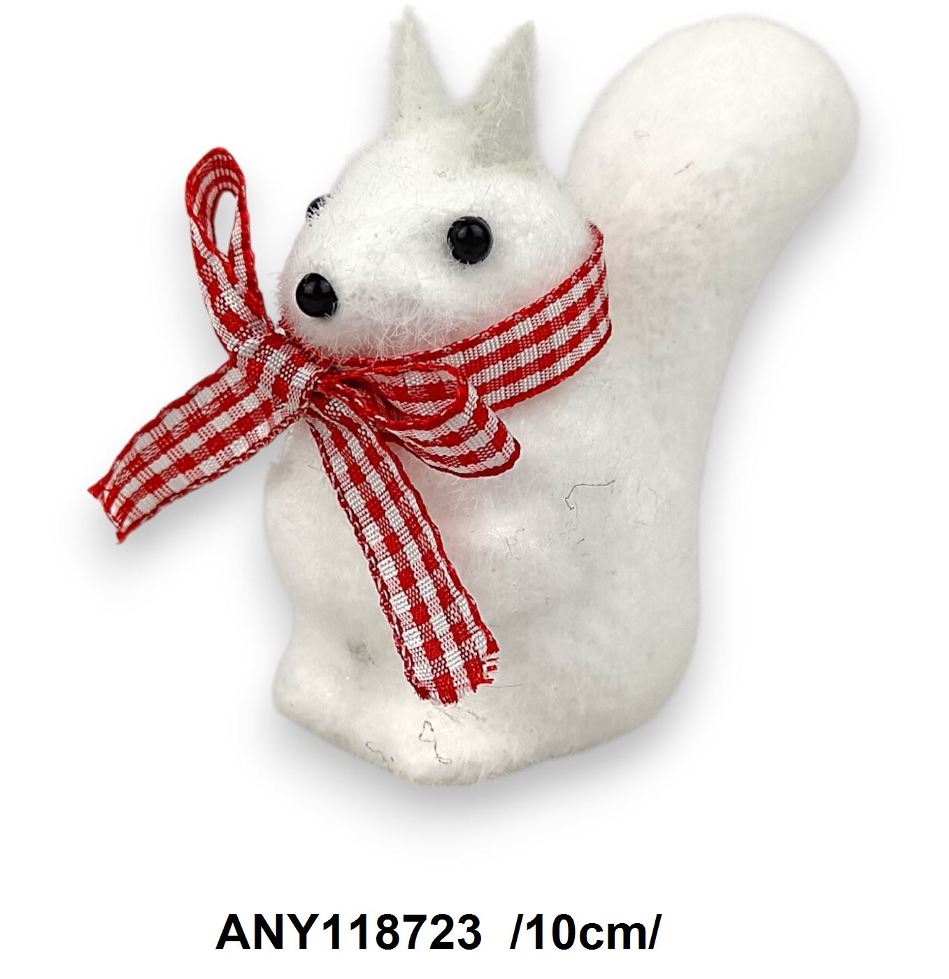 Flokkolt mókus, kockás sállal /10cm/