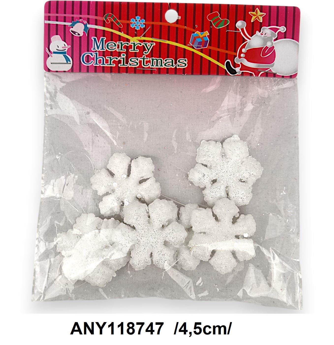 Flitteres hungarocell kis hópihék /4,5cm/