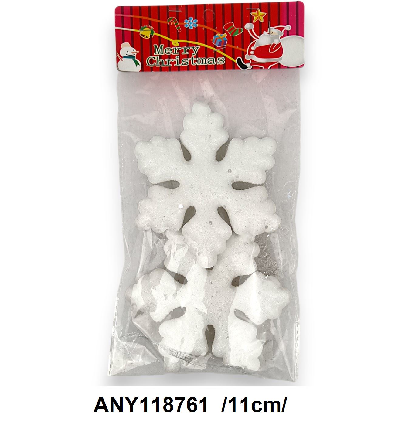 Akasztható glitteres/flitteres hungarocell hópihék /11cm/