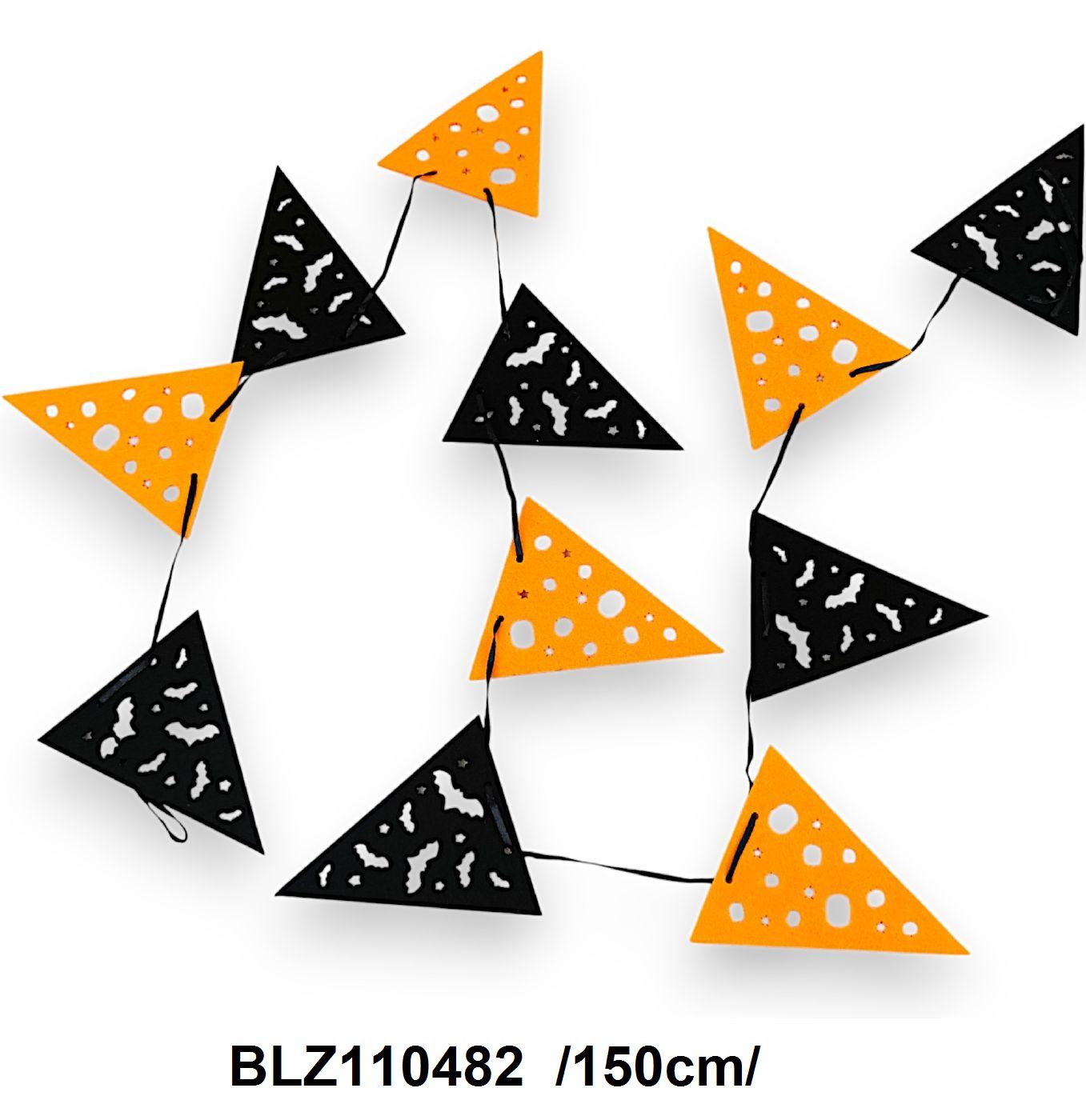 Háromszöges halloween füzér, 13cm/háromszög /150cm/