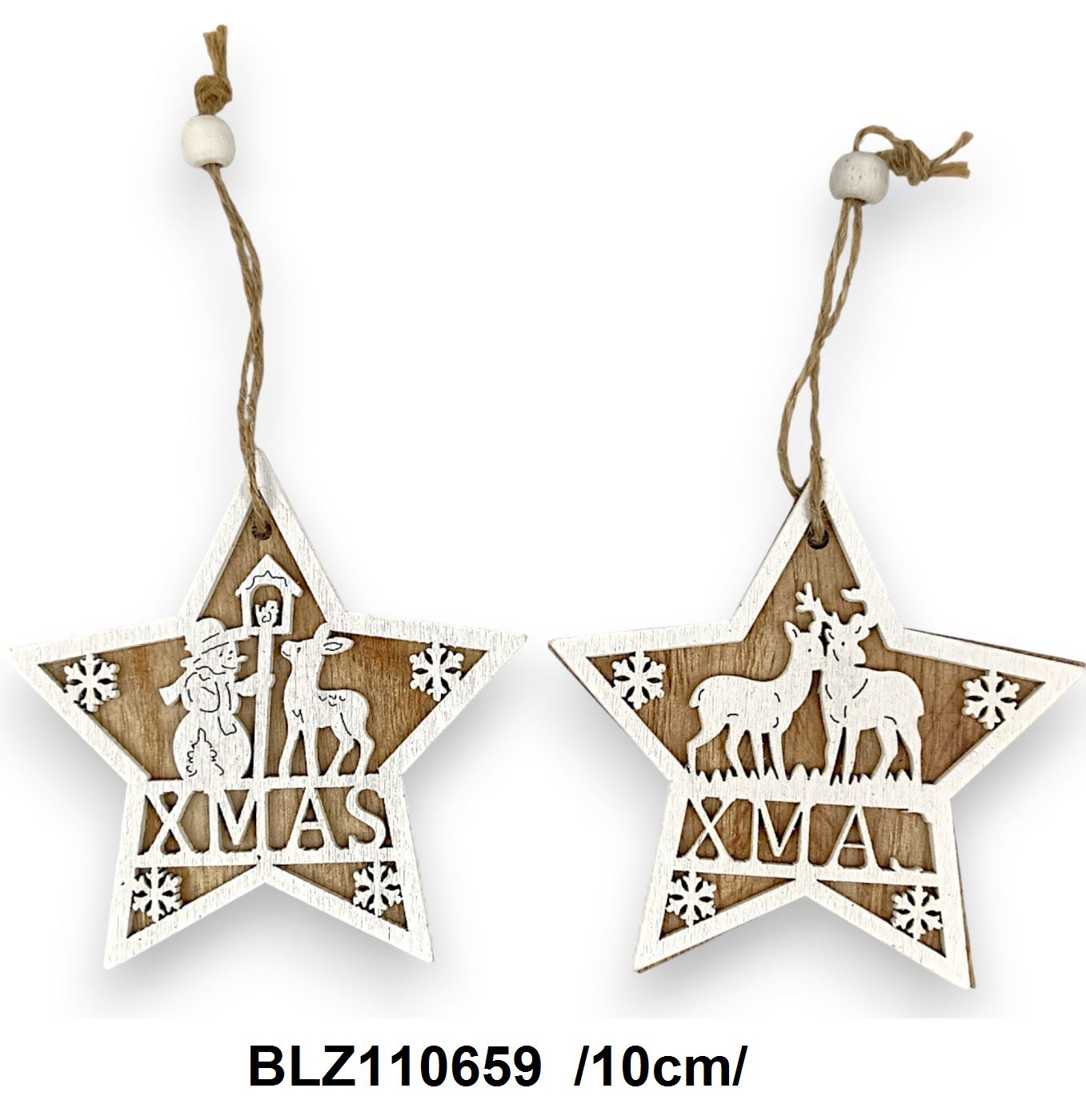 Akasztós facsillag, "XMAS" felirattal /10cm/
