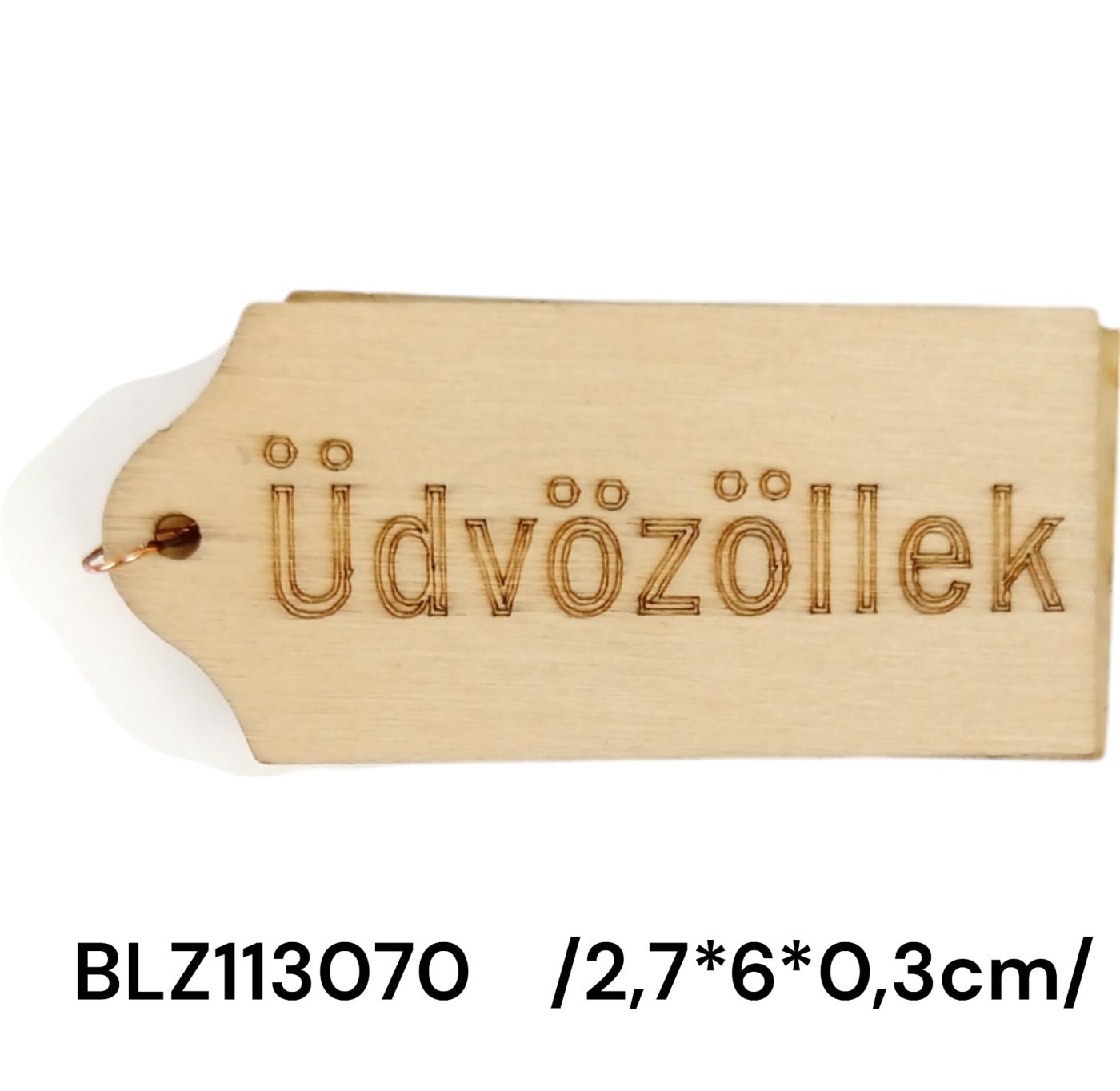 2,7*6*0,3 cm ÜDVÖZÖLLEK fatábla felirattal felfûzhetõ