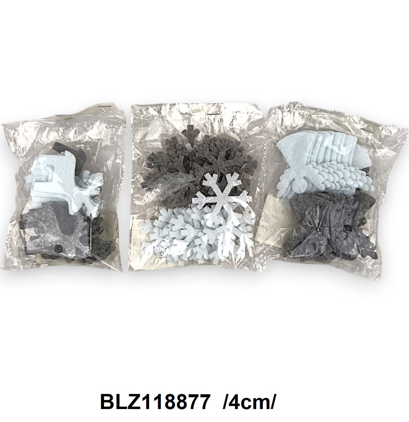 Filcfigurák hópihe/rénszarvas/szív/angyal /4cm/