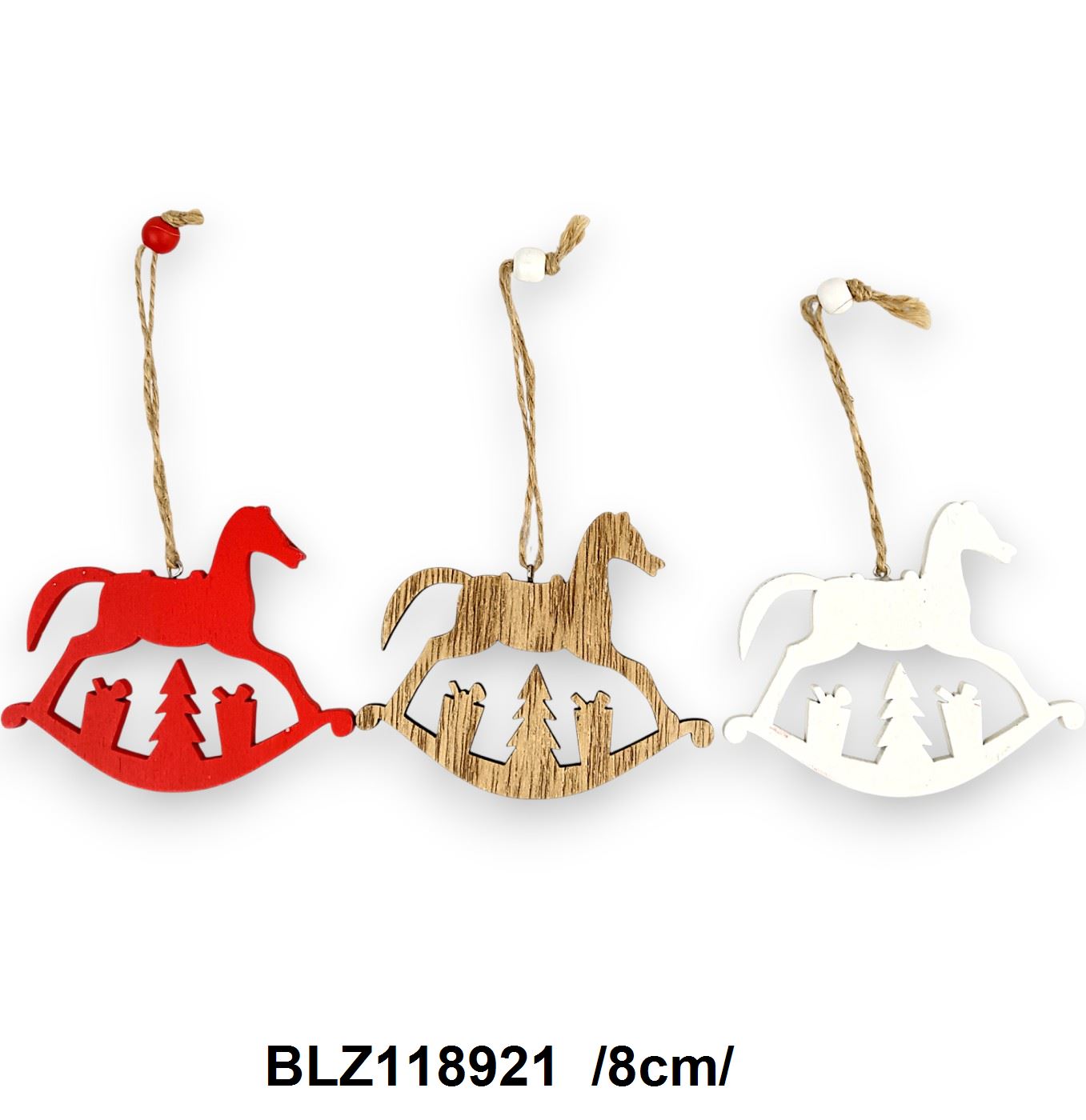 Áttört fa hintaló akasztóval /8cm/