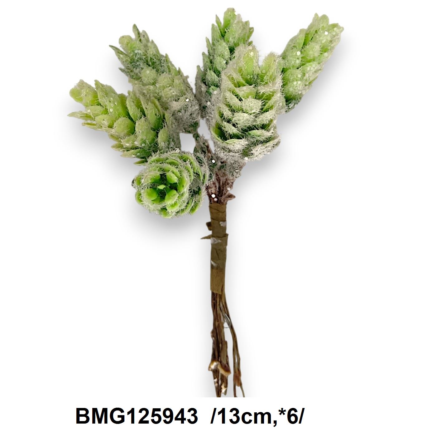 Havas, flokkolt zöld toboz köteg /13cm,*6/