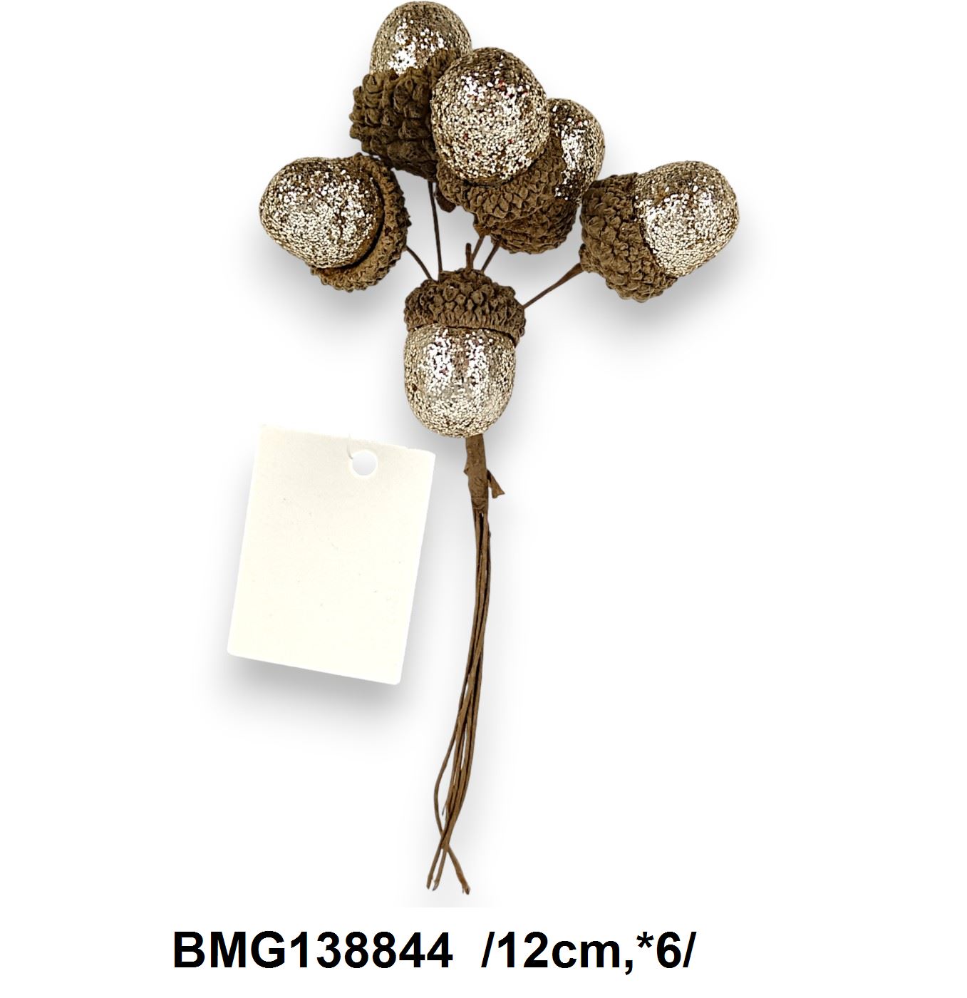 Glitteres makk pick, natúr kupaccsal /12cm,*6/