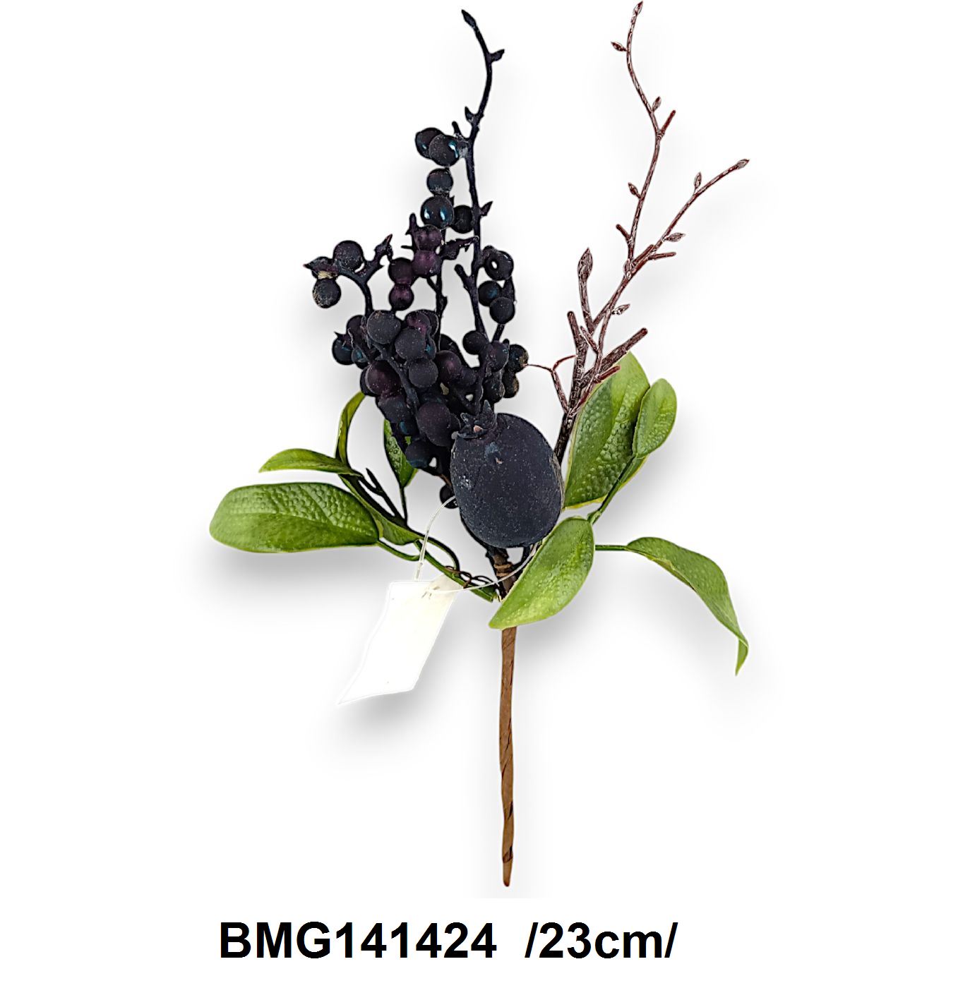 Áfonyapick mûanyag, zöld levelekkel /23cm/