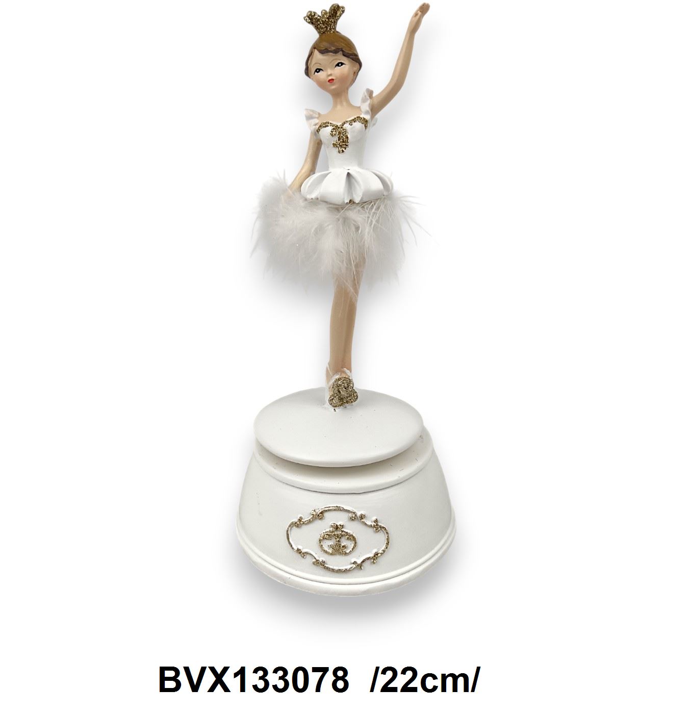 Kerámia tollszoknyás zenélõ balerina /22cm/