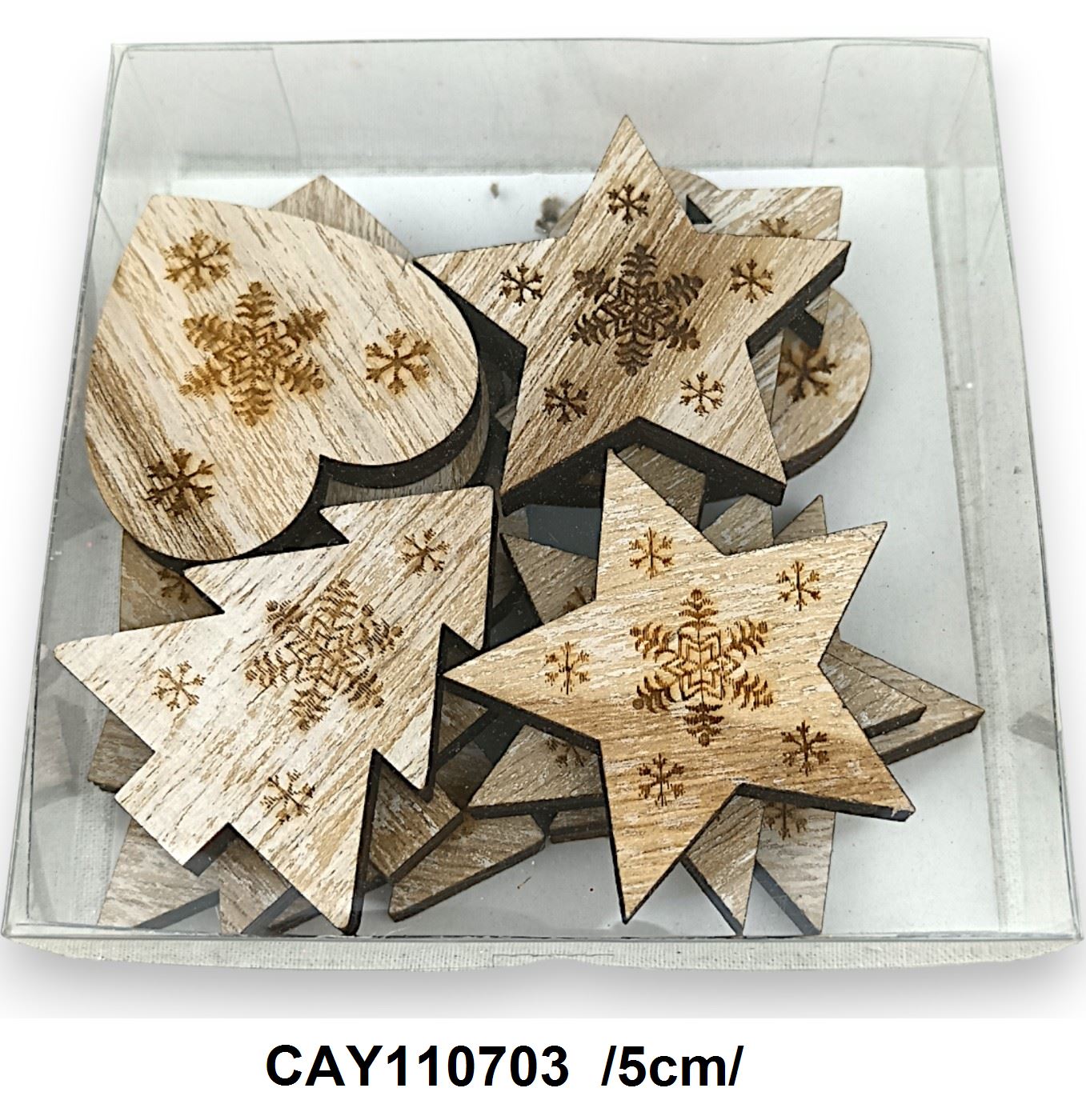Fa, natúr, mintás figurák dobozban /5cm/