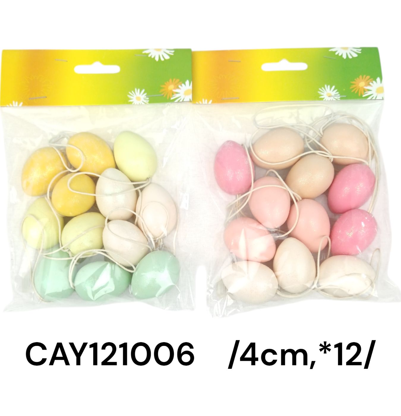 4 cm színes tojás arany szórással zacsiban 12/S
