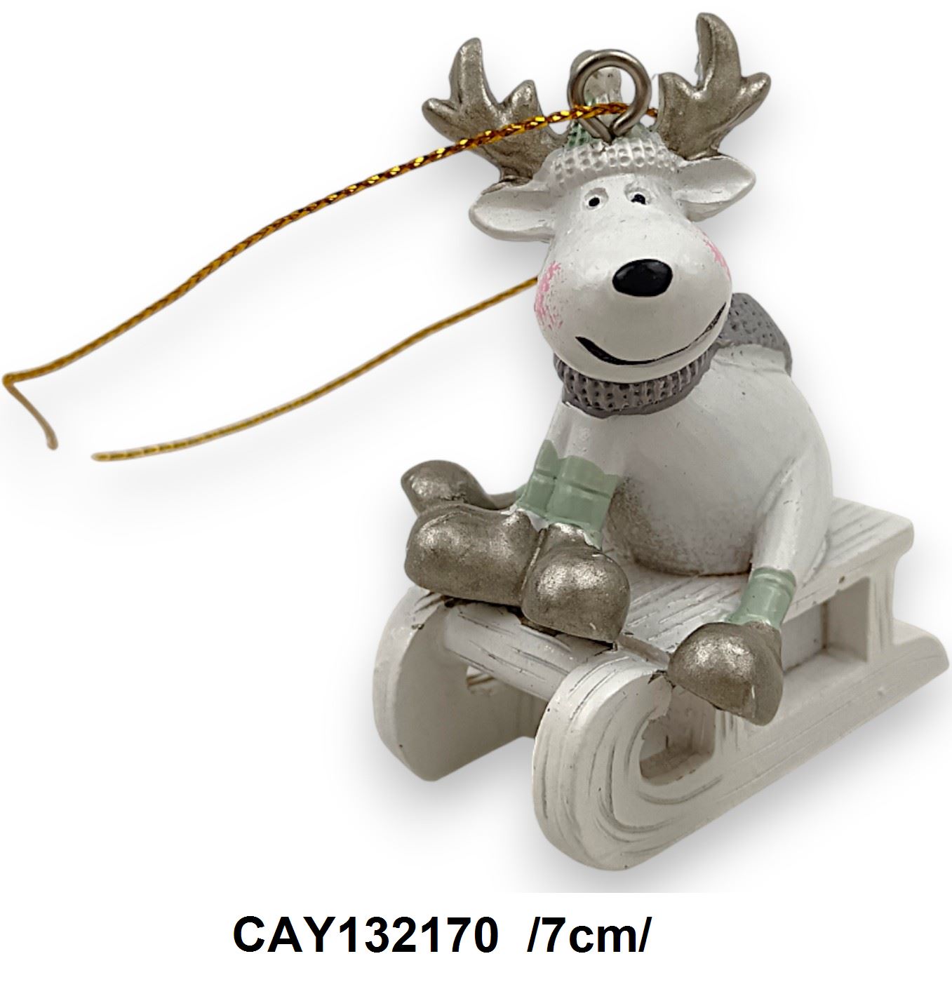 Szánkózó szarvas, polirezin /7cm/
