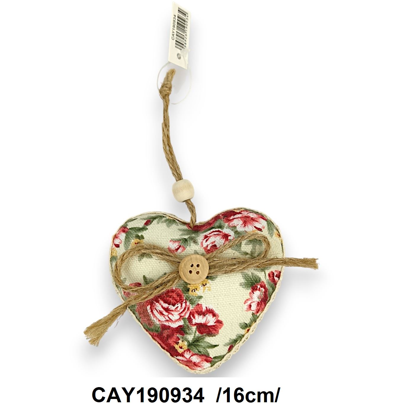 Hungarocell, textil bevonatú akasztható szív, masnival /16cm/