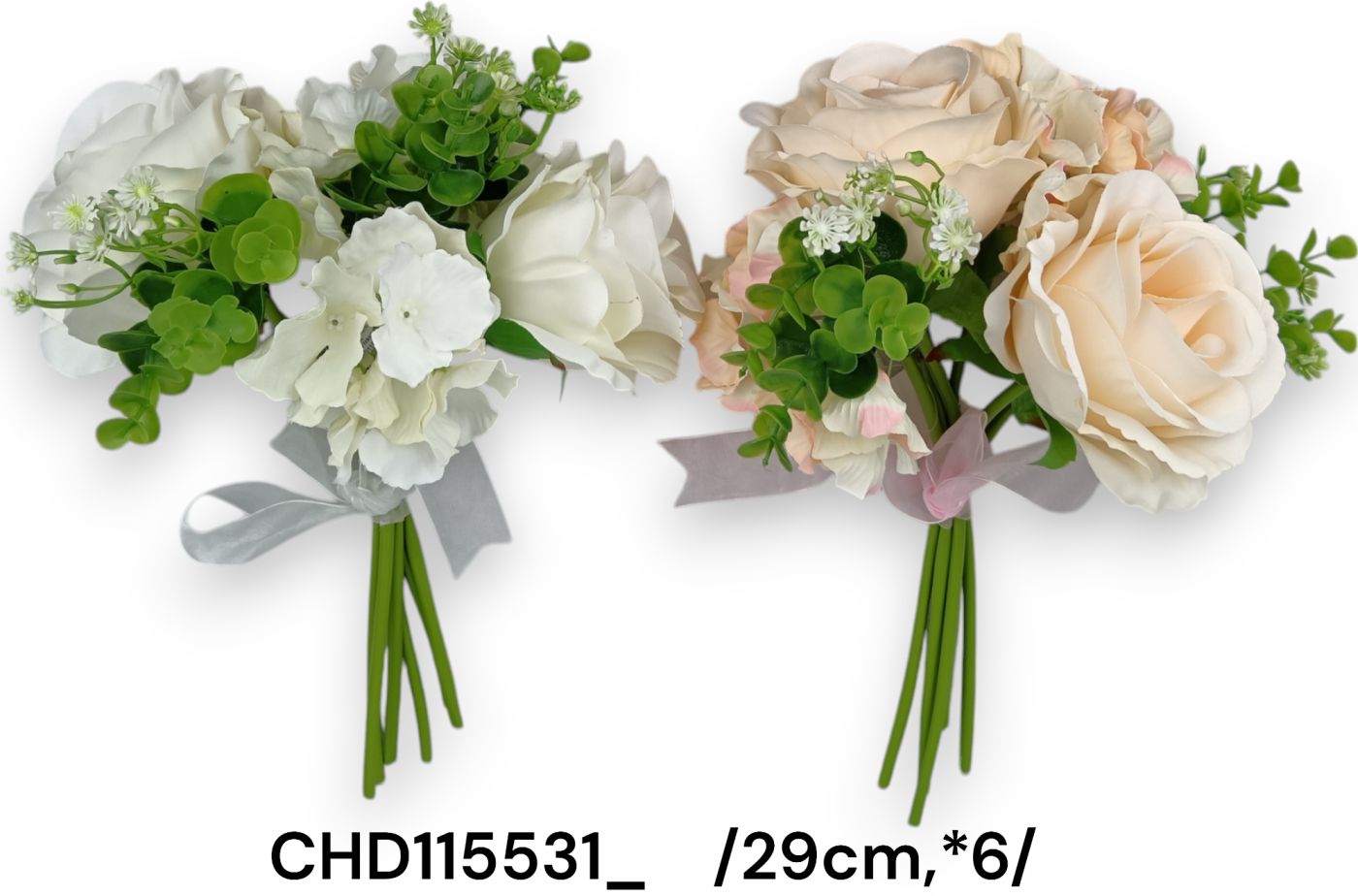 Orchidea, rózsa, eukaliptusz ág köteg /29cm,*6/