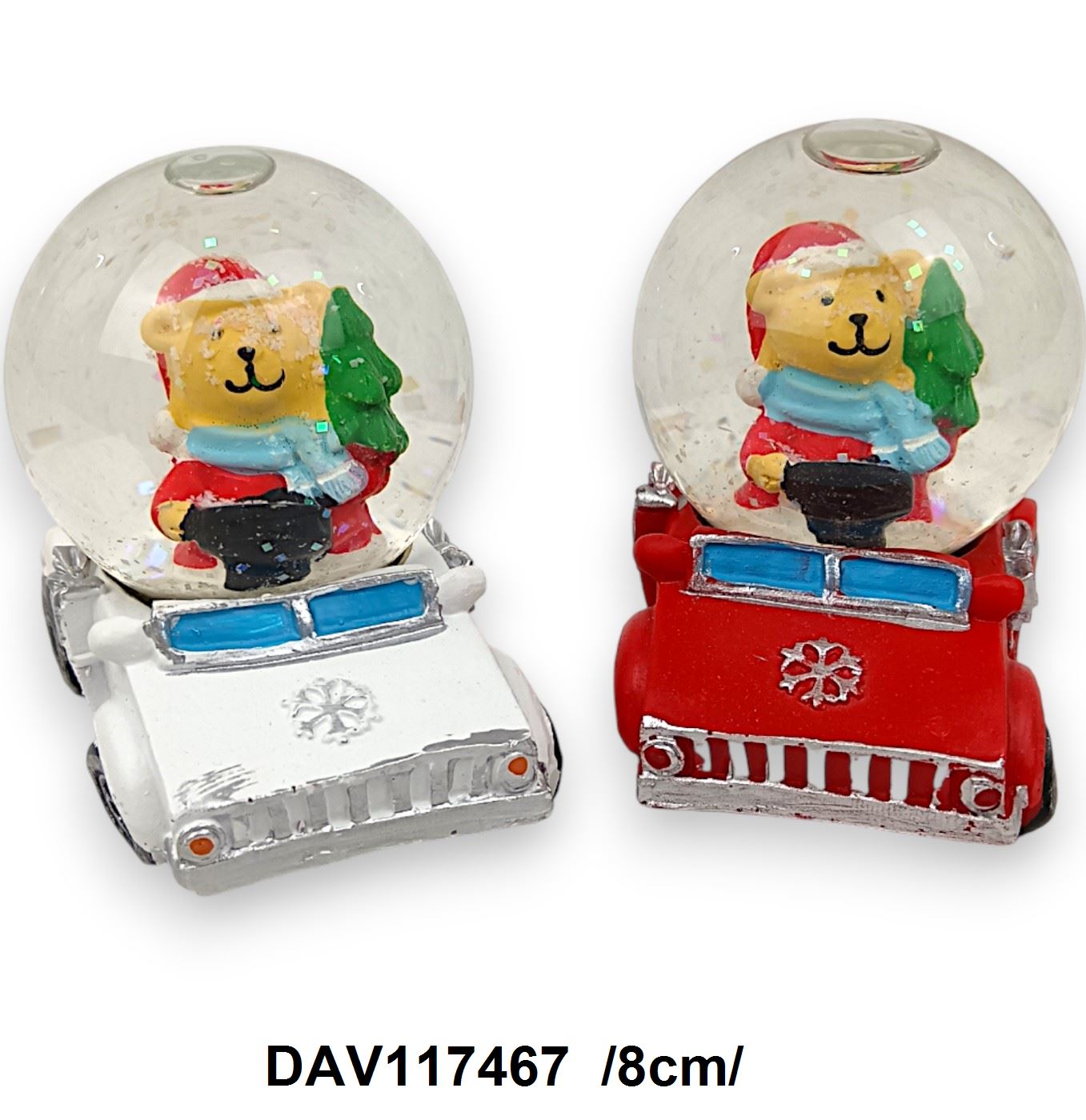Hógömbös kerámia autó /8cm/