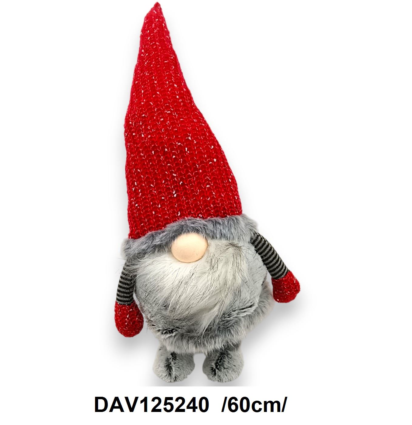 Fémlábas, rugós plüss manó szakállal, kötött, havas sapival /60cm/