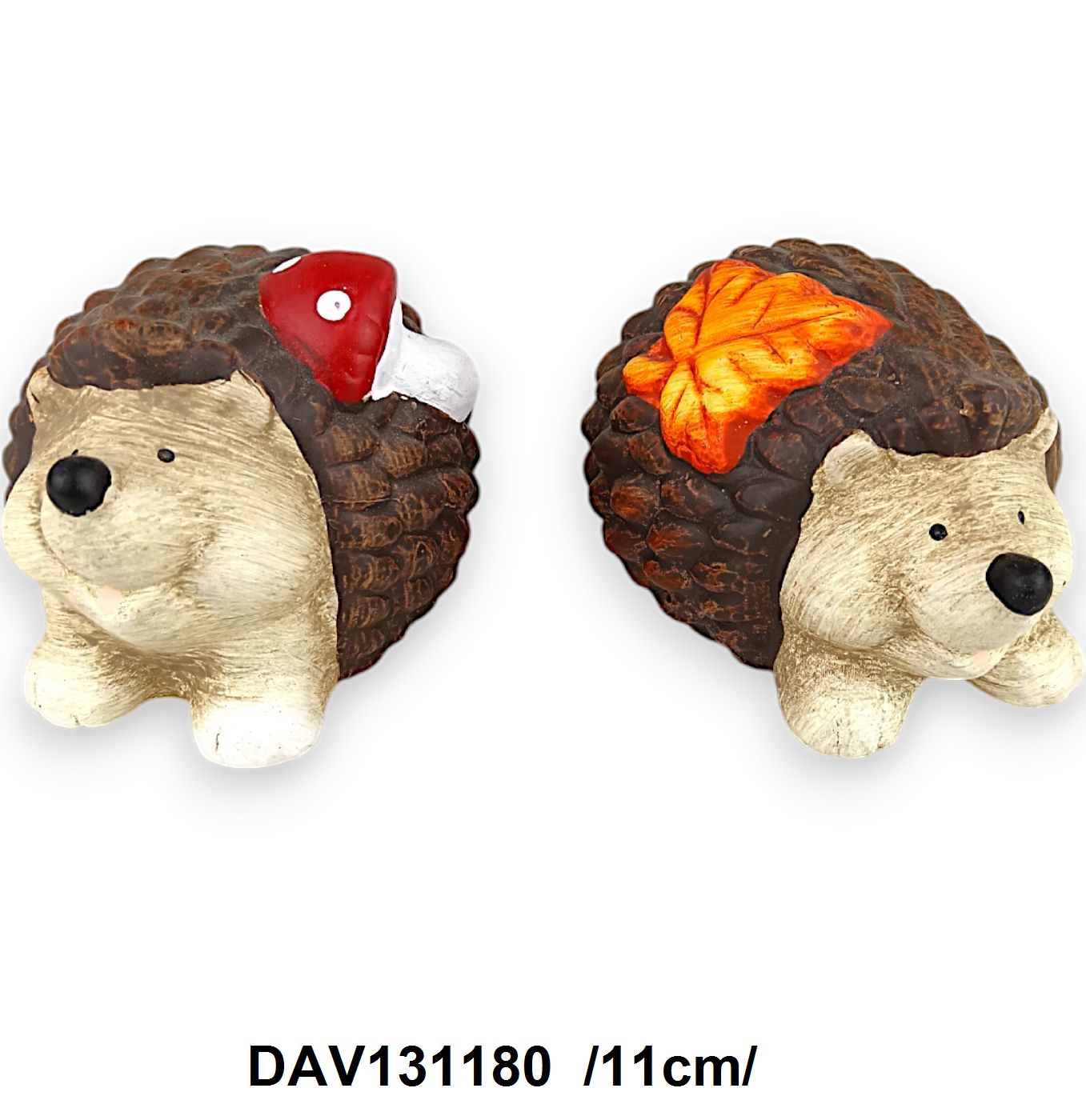 Kerámia sünik gombával és levéllel  /11cm/