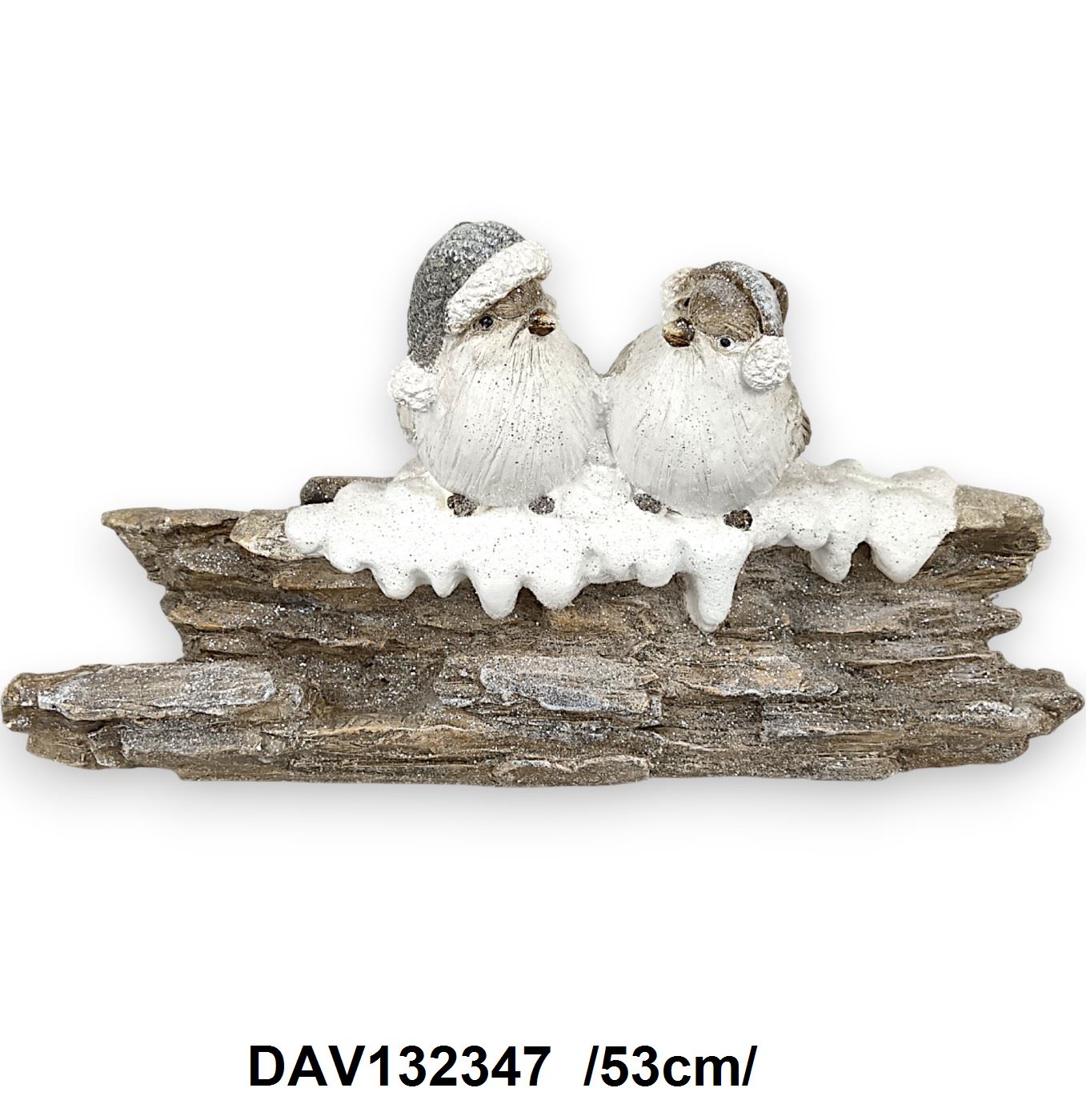 Havas-glitteres faágon ülõ madarak, polirezin /53cm/