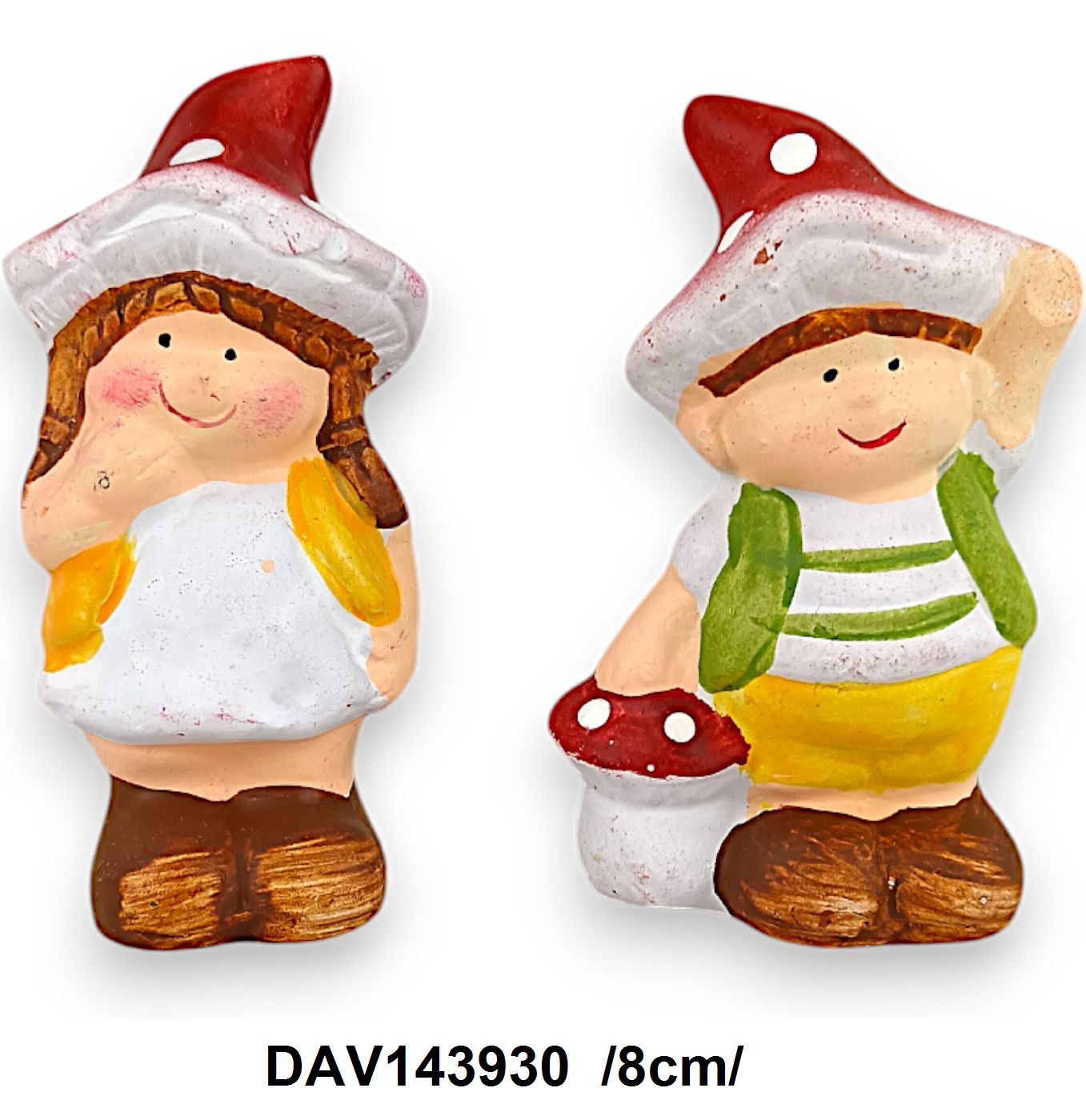 Álló gombasapis kislány, kisfiú, polirezin /8cm/