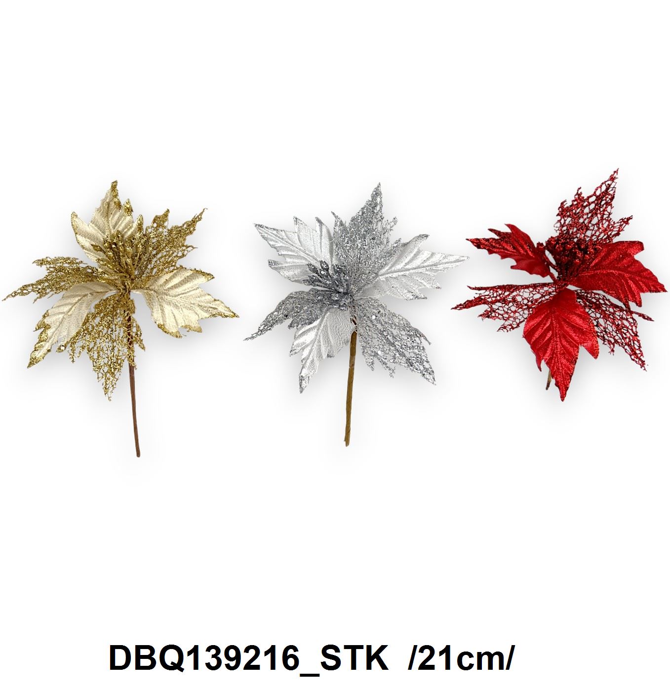 Hálós szirmú, glitteres bársony mikulásvirág pick /21cm/