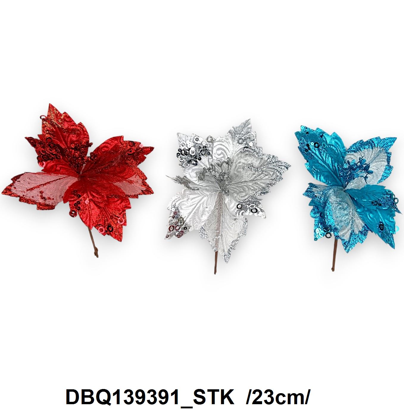 Glitteres bársony mikulásvirág pick /21cm/
