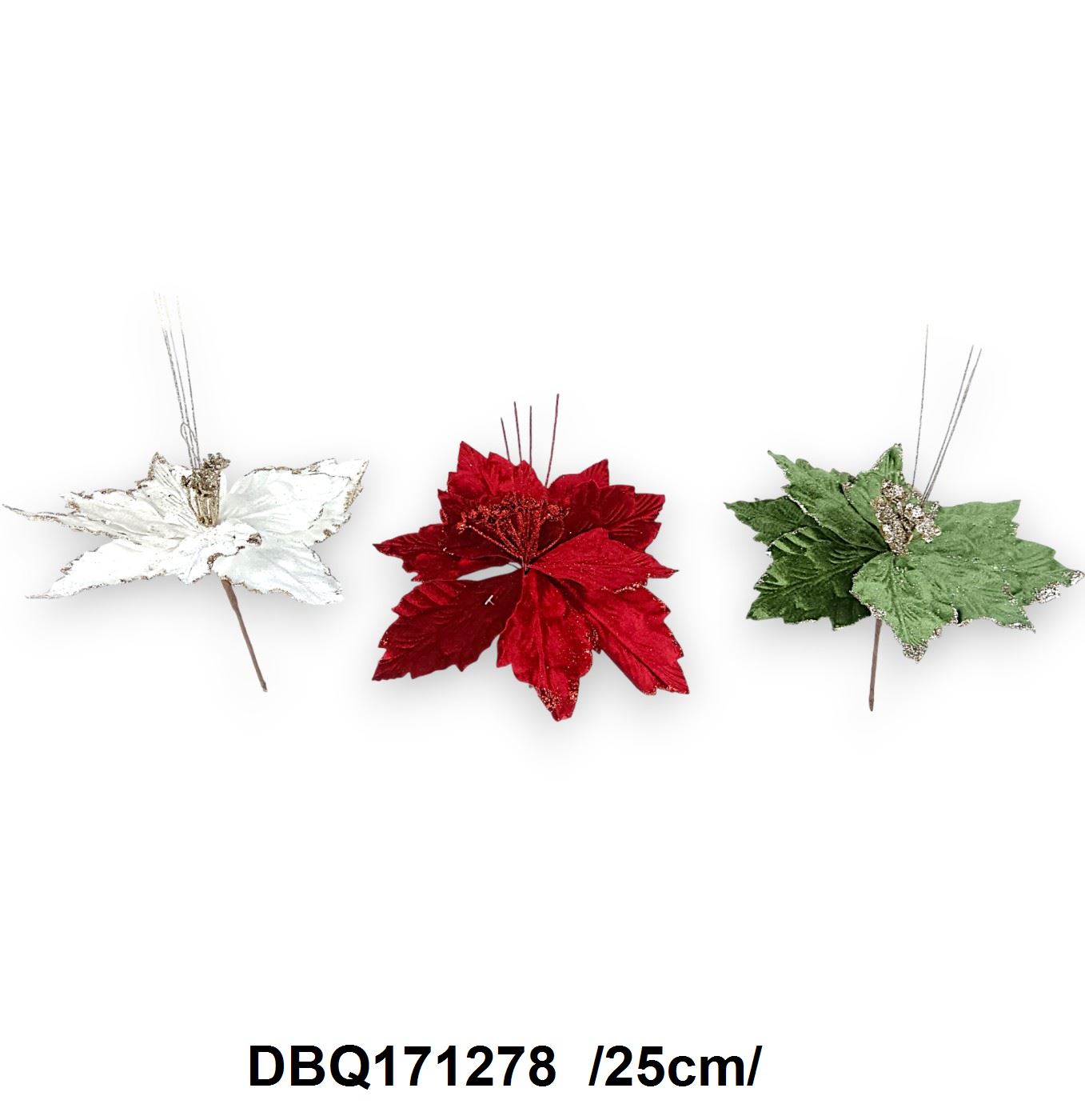 Glitteres, bársony mikulásvirág pick /25cm/