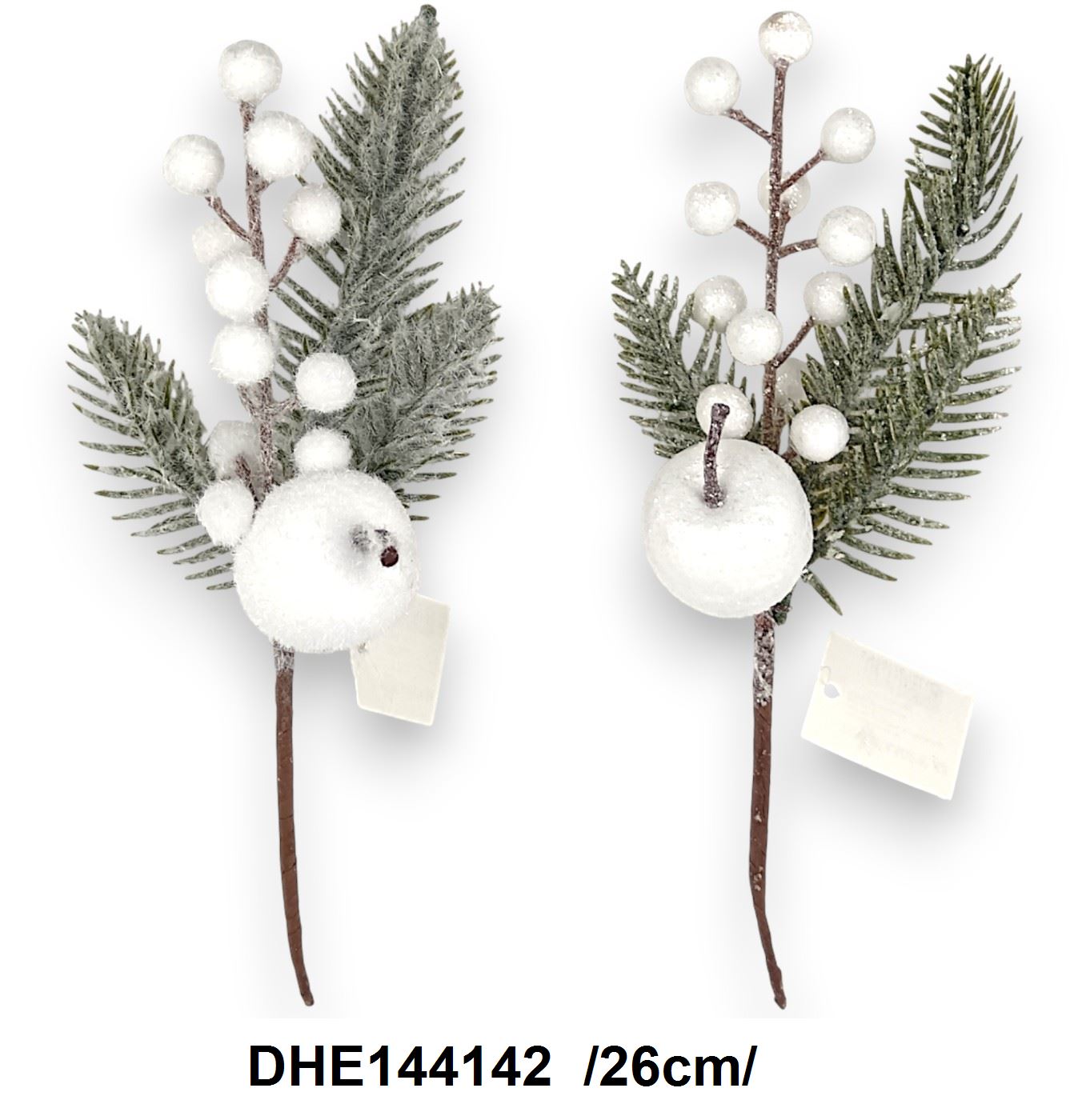 Flokkolt és jeges papíralmás, bogyós pick, papírszárral /26cm/