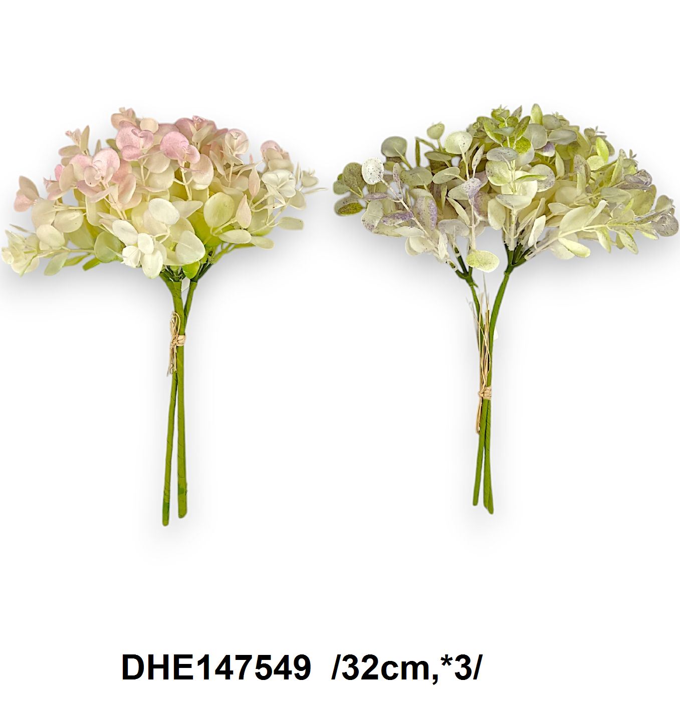 Színátmenetes, rövid szárú eukaliptusz ágköteg, mûanyag /32cm,*3/