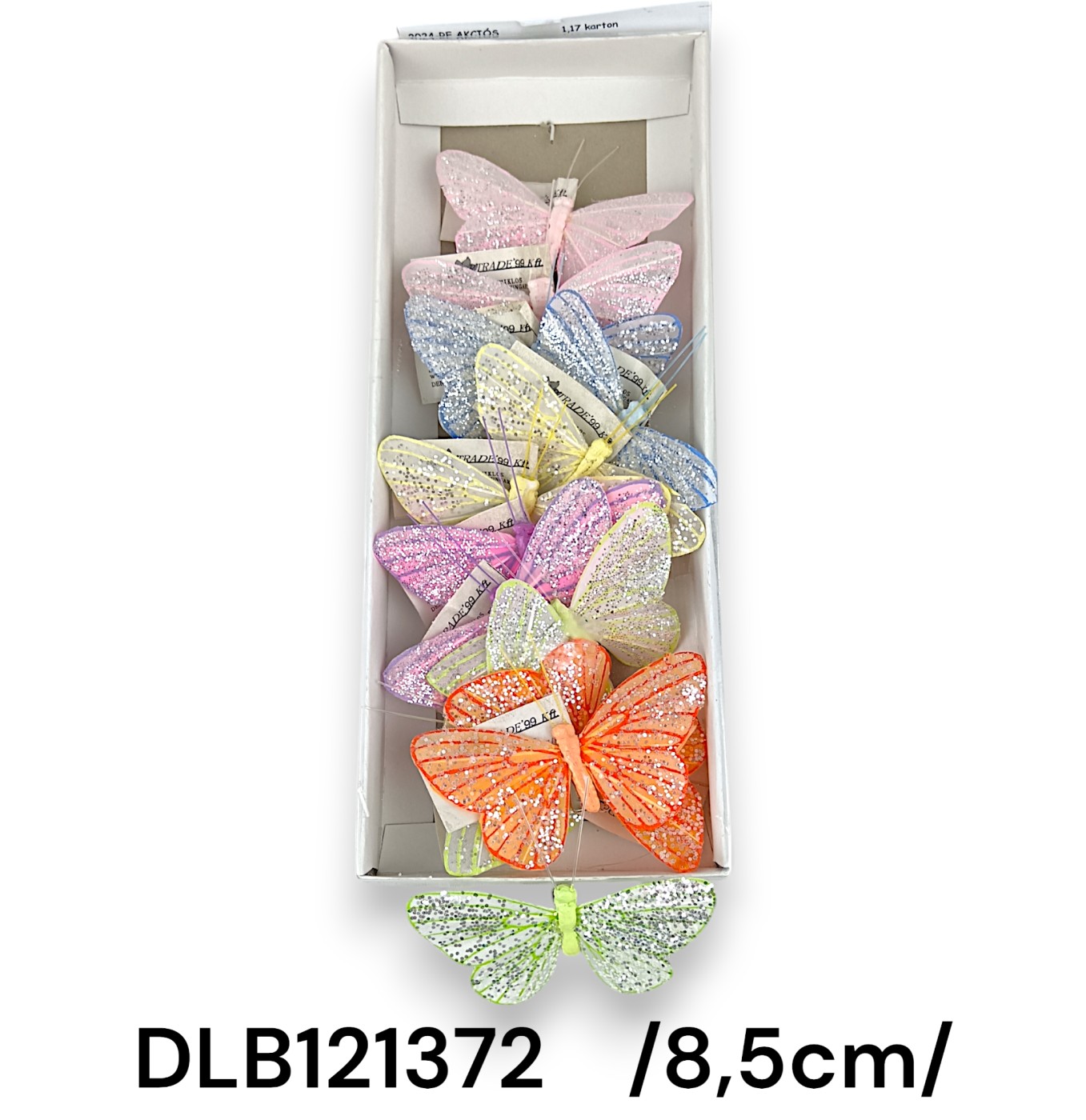 Pasztel színû glitteres lepke csipesszel /8,5cm/