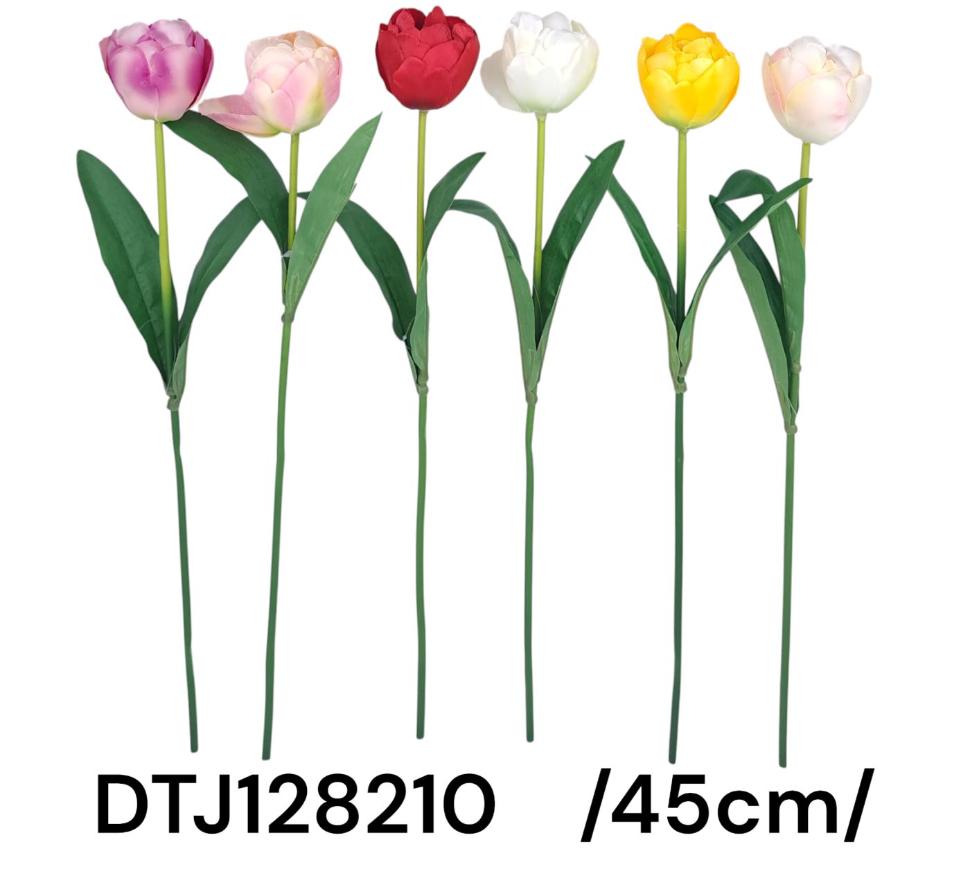 45 cm szálas szatén nyílt tulipán +2 levél