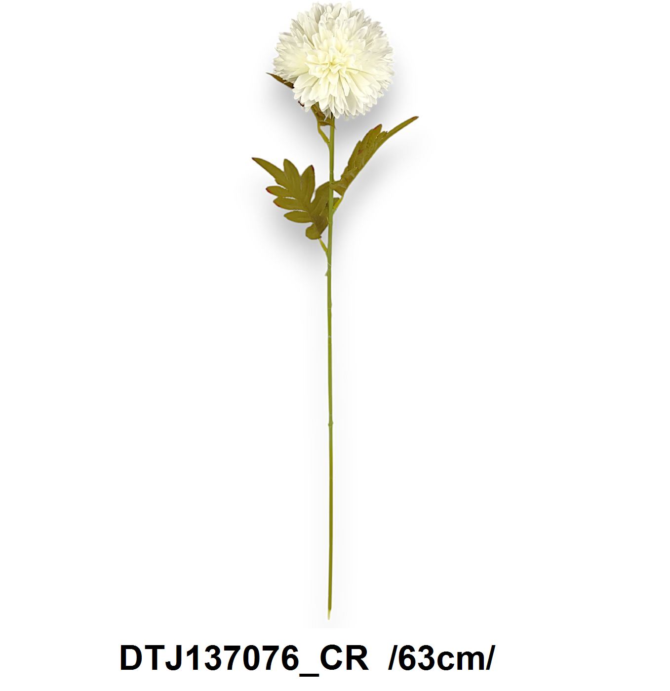 63 cm szálas gömbkrizantém, 3 levéllel
