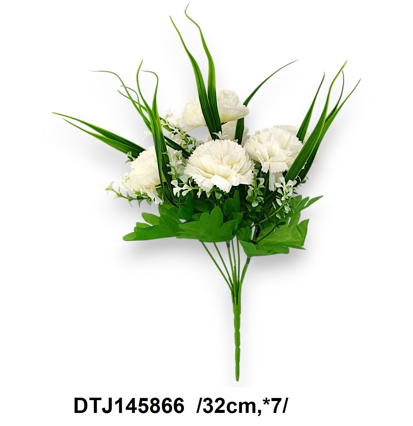 Kisfejes szegfû csokor, fûvel, zölddel /32cm,*7/