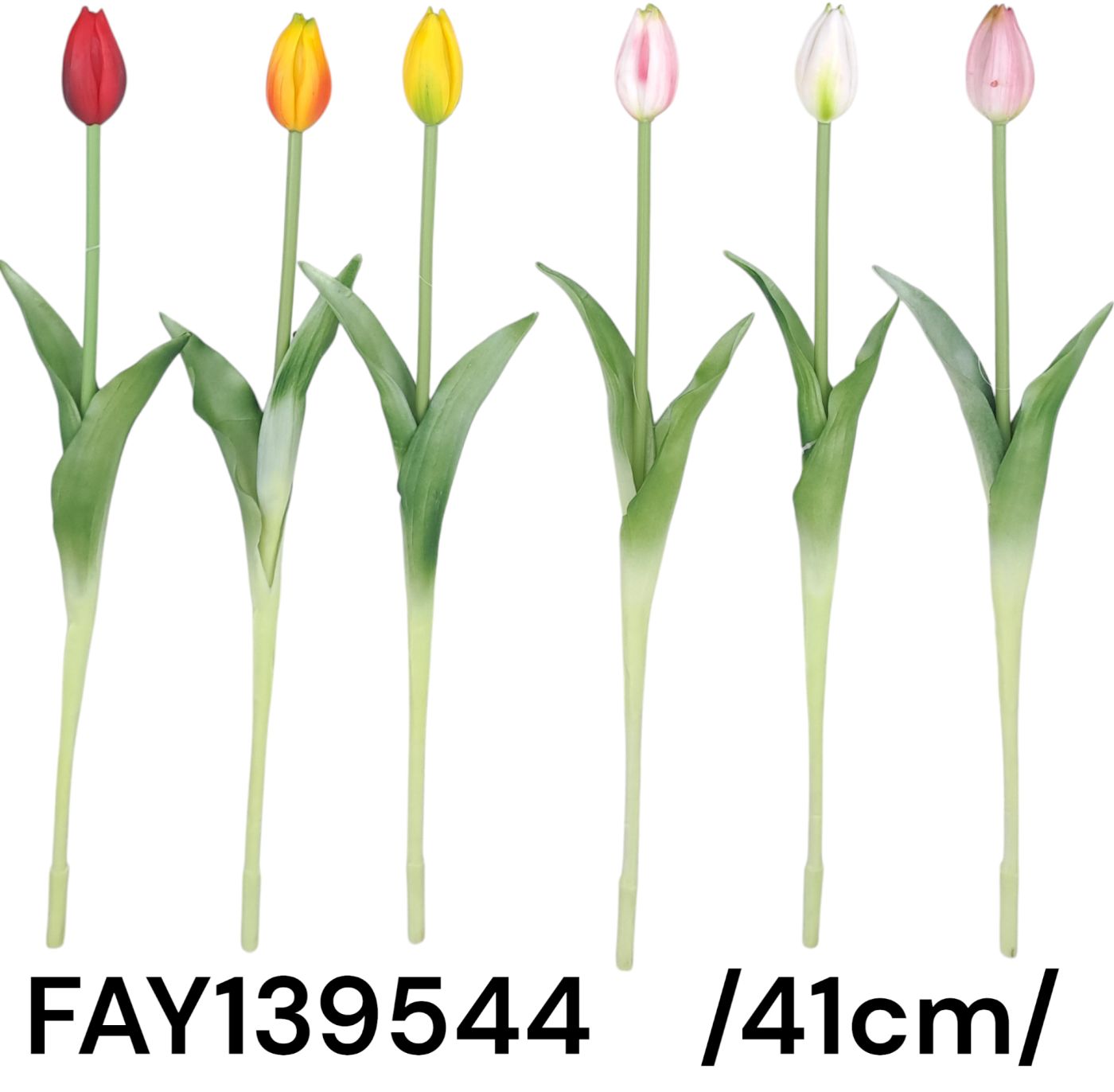 41cm zárt 5,5 cm fejû szálas gumitulipán levelekkel