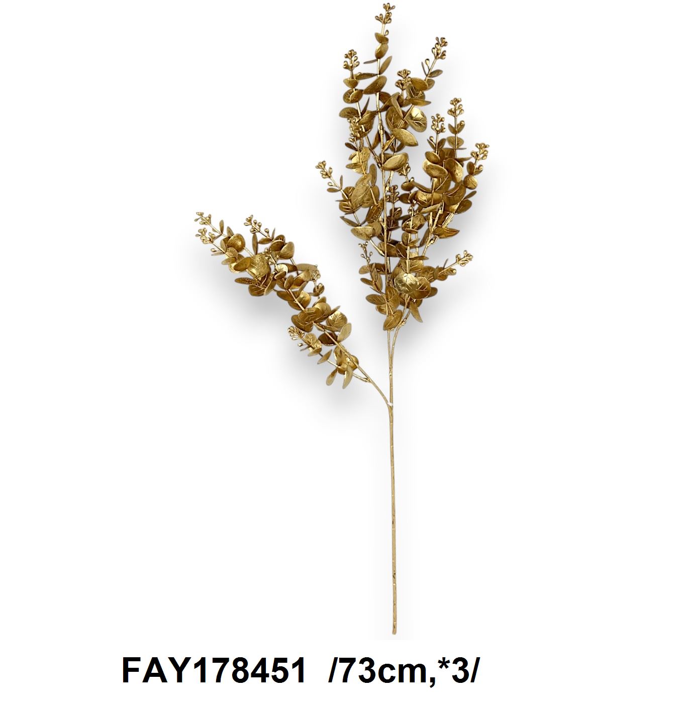 Metálos, glitteres eukaliptusz ág /73cm,*3/