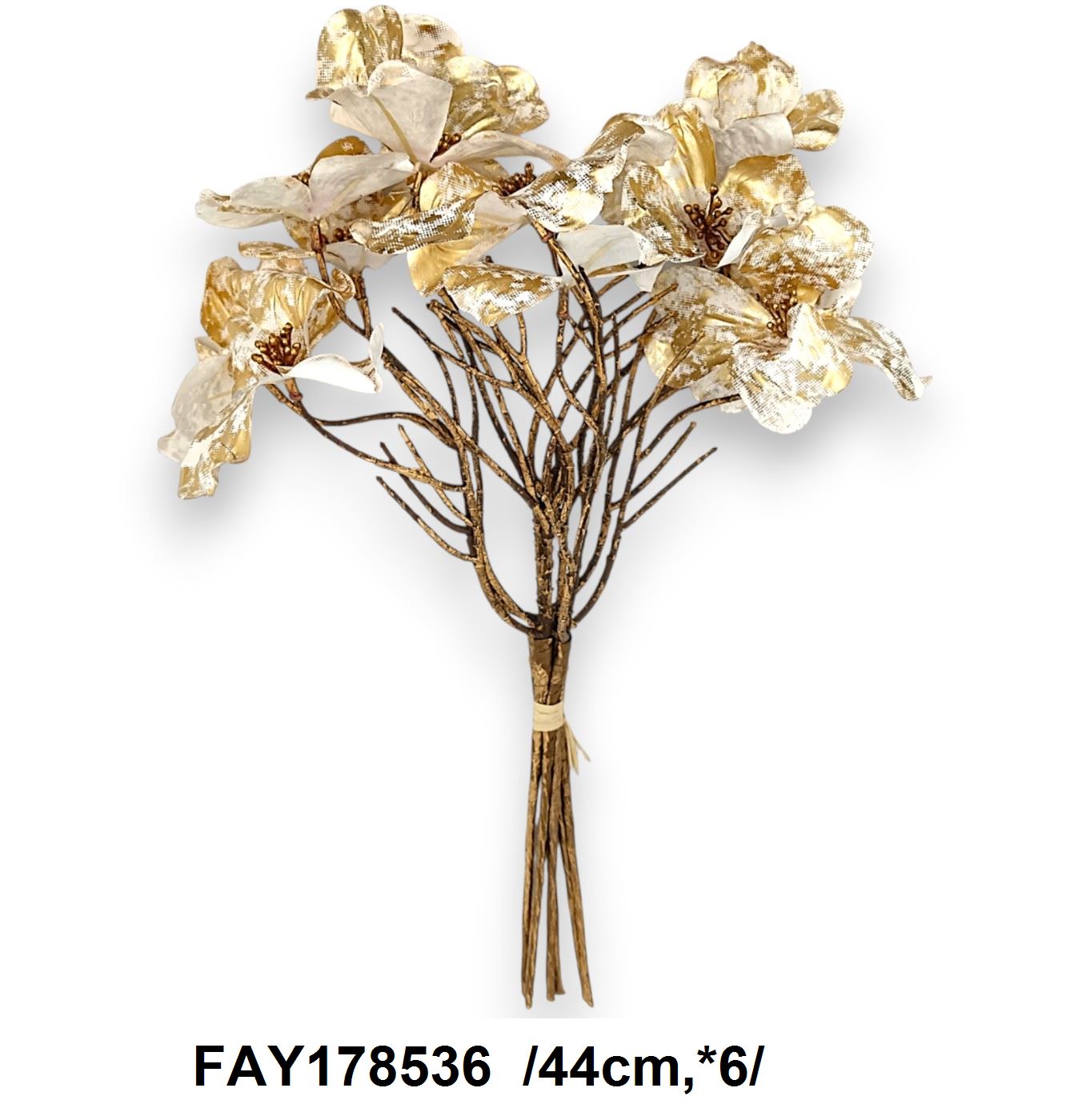Metálos szárú magnólia köteg /44cm,*6/