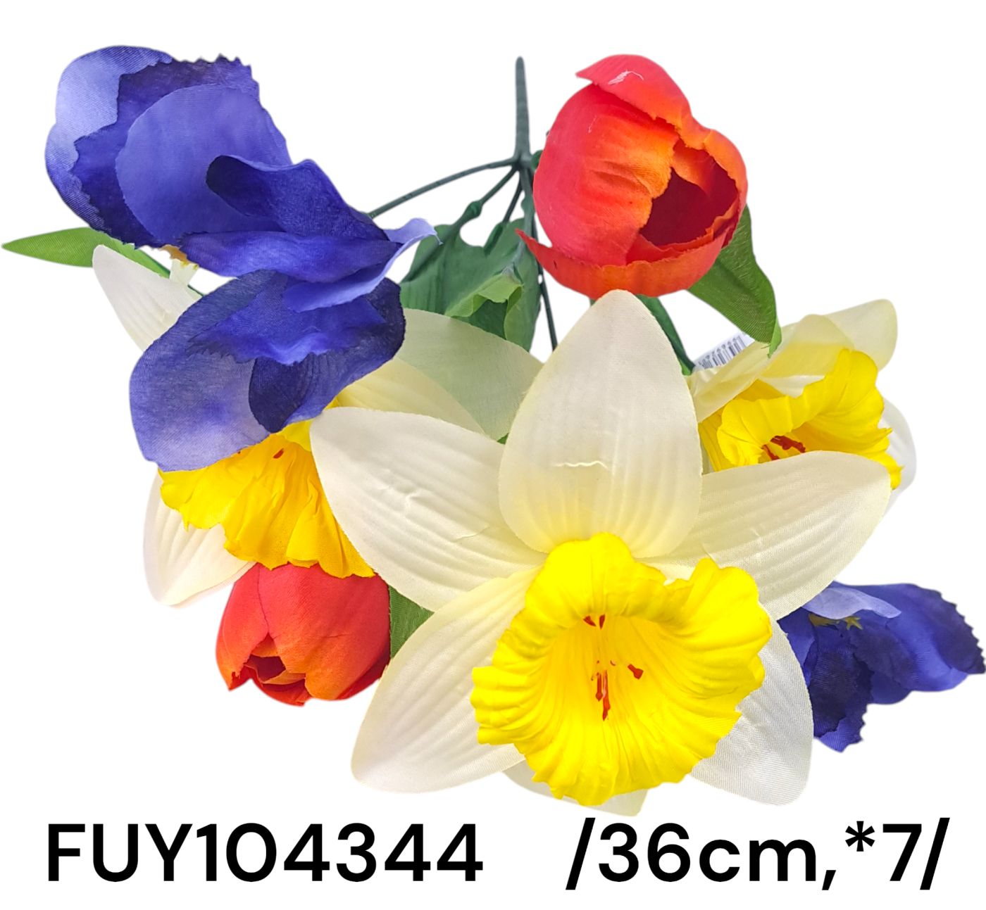 Nárciszos, íriszes, tulipános csokor  /36cm,*7/