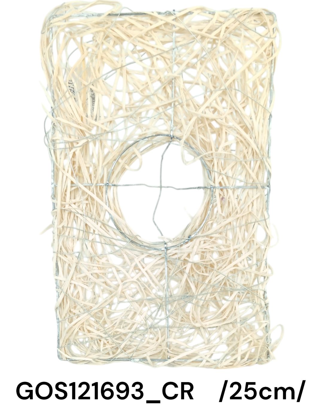 25 cm FEHÉRÍTETT raffia téglalap csokoralap