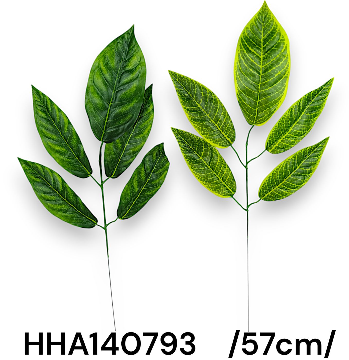 fényes mangóleveles ág, 5 levél, 57 cm, 12/ köteg, db ár