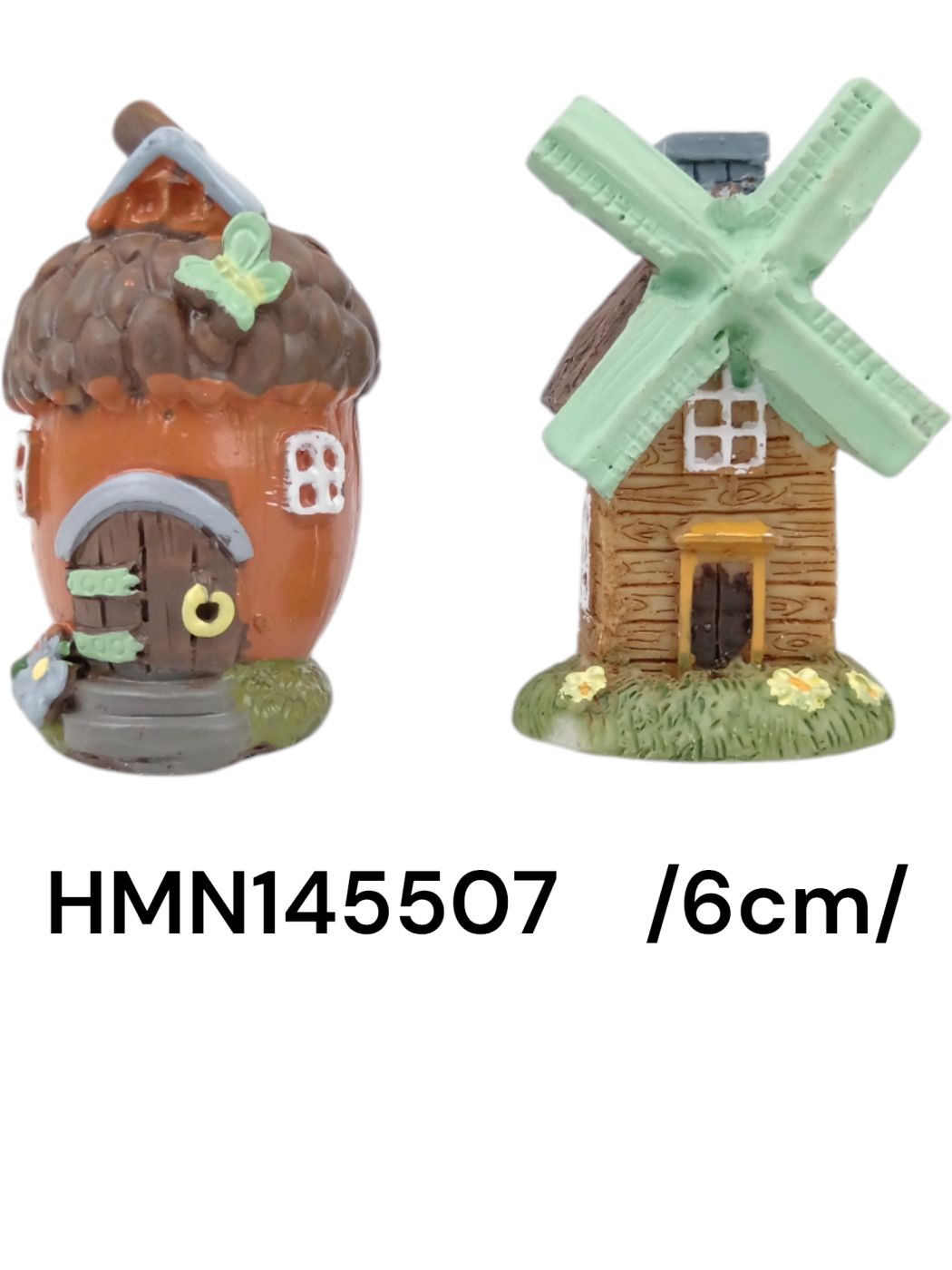 6 cm polirezin makk és malom házikók