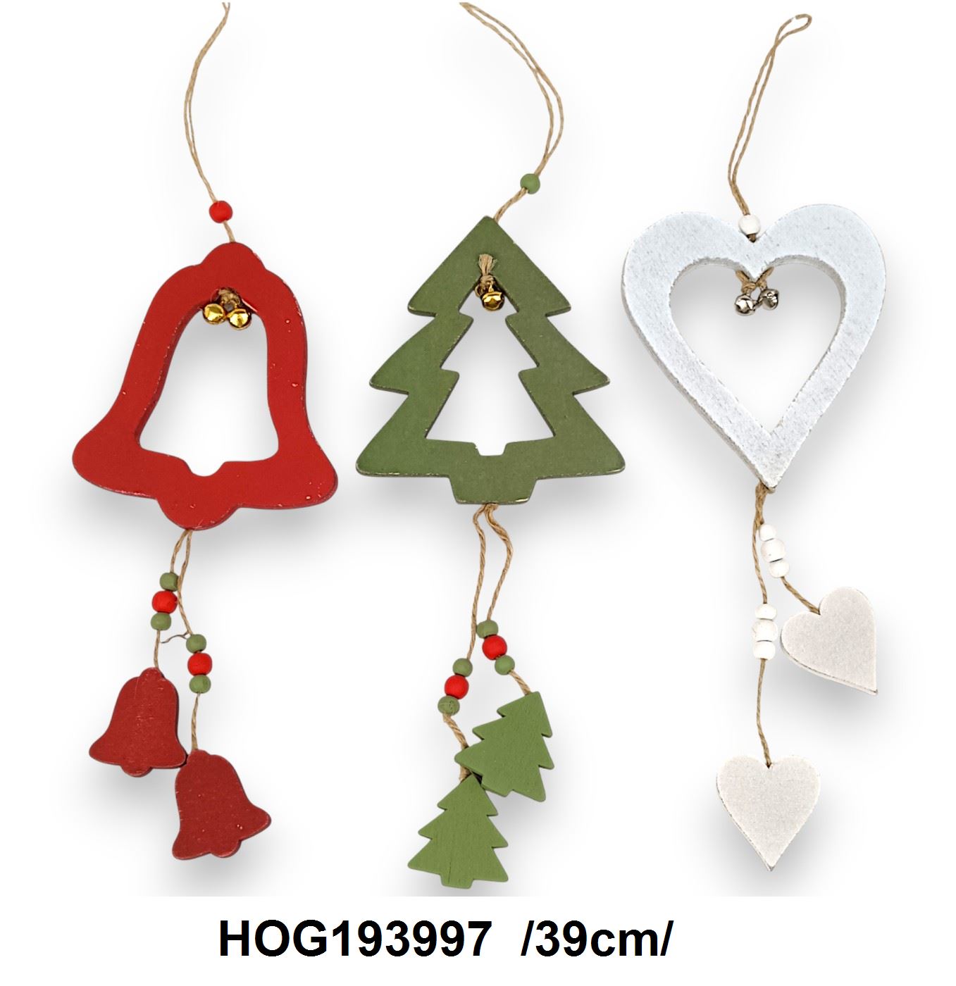 Szív/fenyõ/csengõ ajtódísz /39cm/