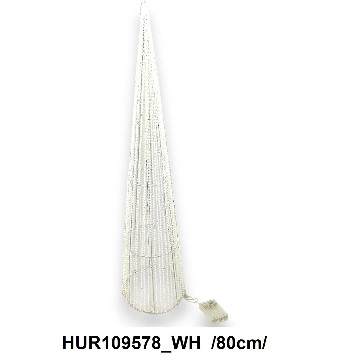 Mini hógolyós áttetszõ kúp 50 leddel, elem nélkül /80cm/
