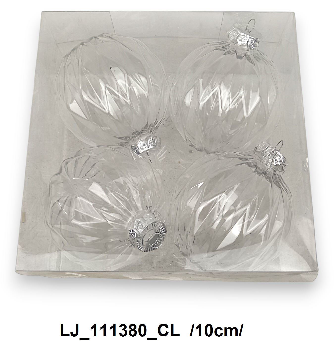 Átlátszó, rombusz mintás mûanyag gömb dobozban /10cm/