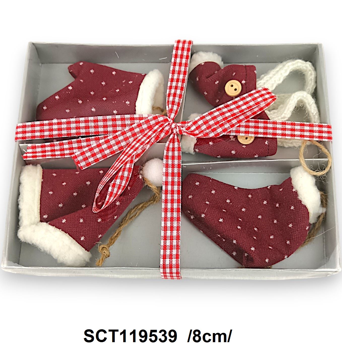 Akasztós textil téliruhák dobozban /8cm/