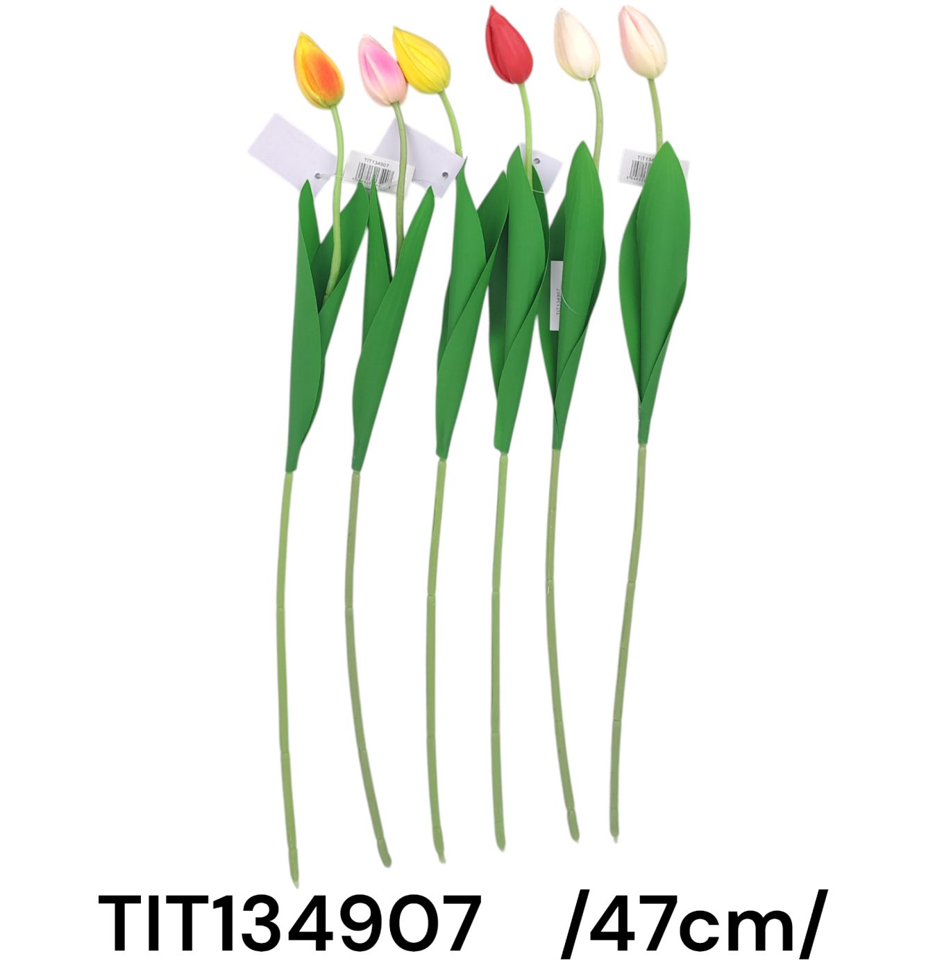 47 cm szálas real touch tulipán mûanyag drótszárral, mûanyag levéllel
