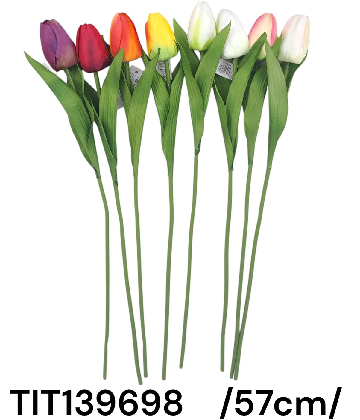 57 cm szatén szálas tulipán, hungarocell középpel
