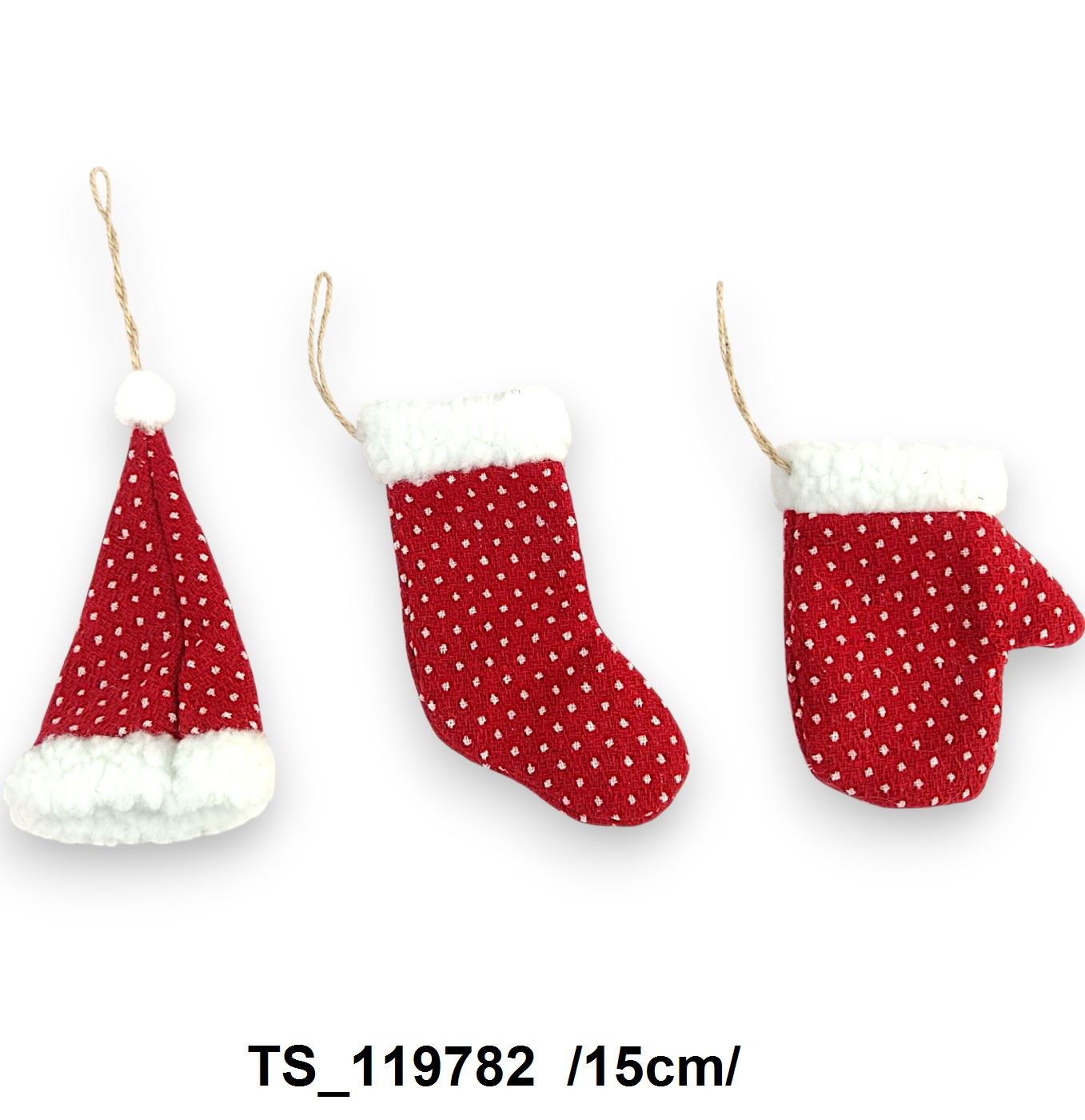 Textil, pöttyös kis csizma/kesztyû/sapi akasztóval /15cm/