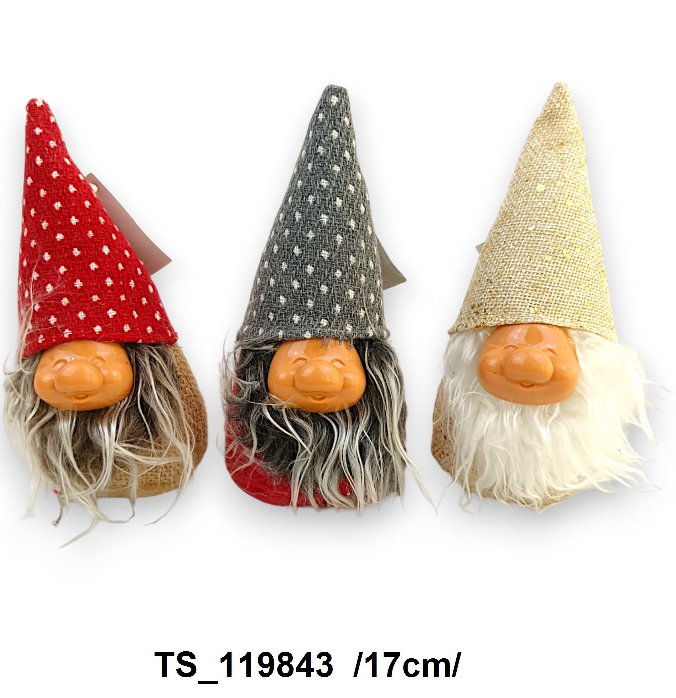 Kitömött, babzsák hasú mintás textil törpék /17cm/