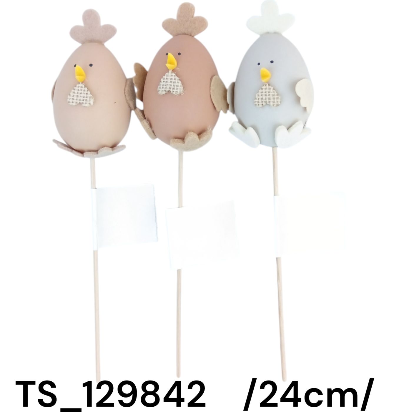 24 cm pálcás, natúr tojás testû csirke filccel