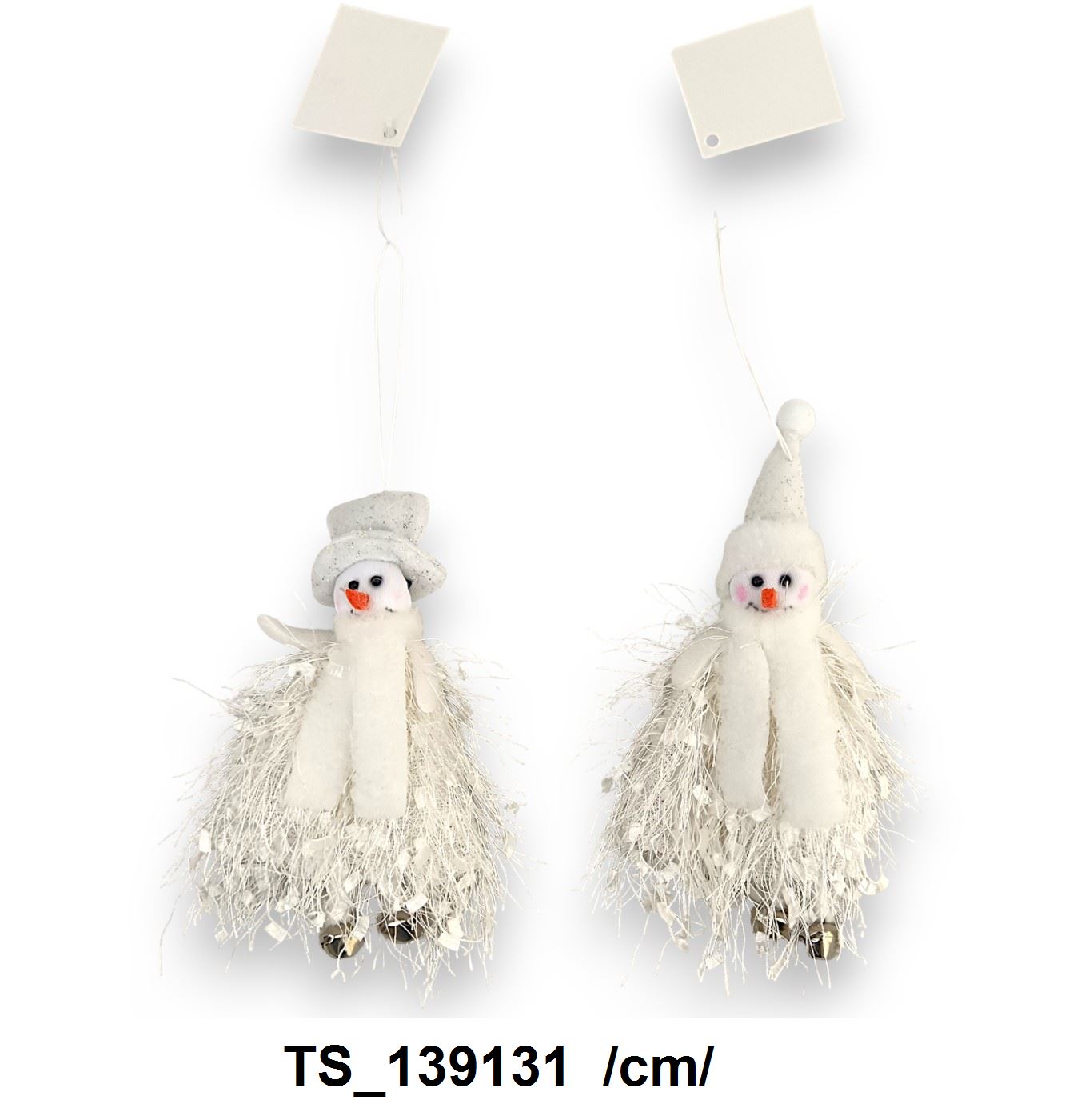 Akasztható fehér hóemberek, kis csengõs lábakkal /18cm/