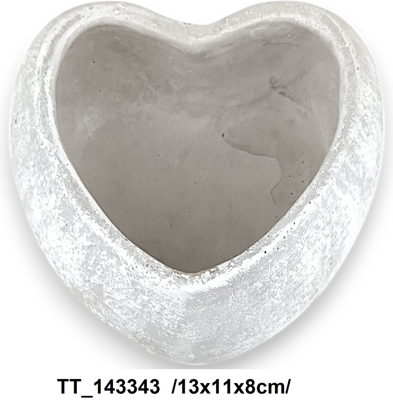 Gömbölyû szív alakú kicsi cementkaspó /13x11x8cm/